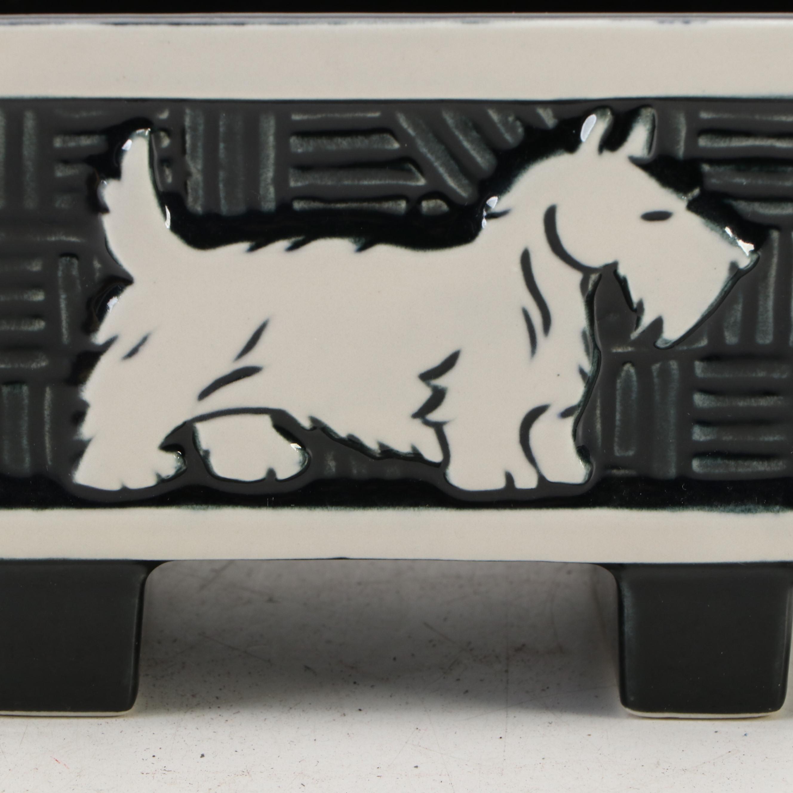 Ceramic Scottish Terrier Footed Planter with Ceramic Decorative Bowl