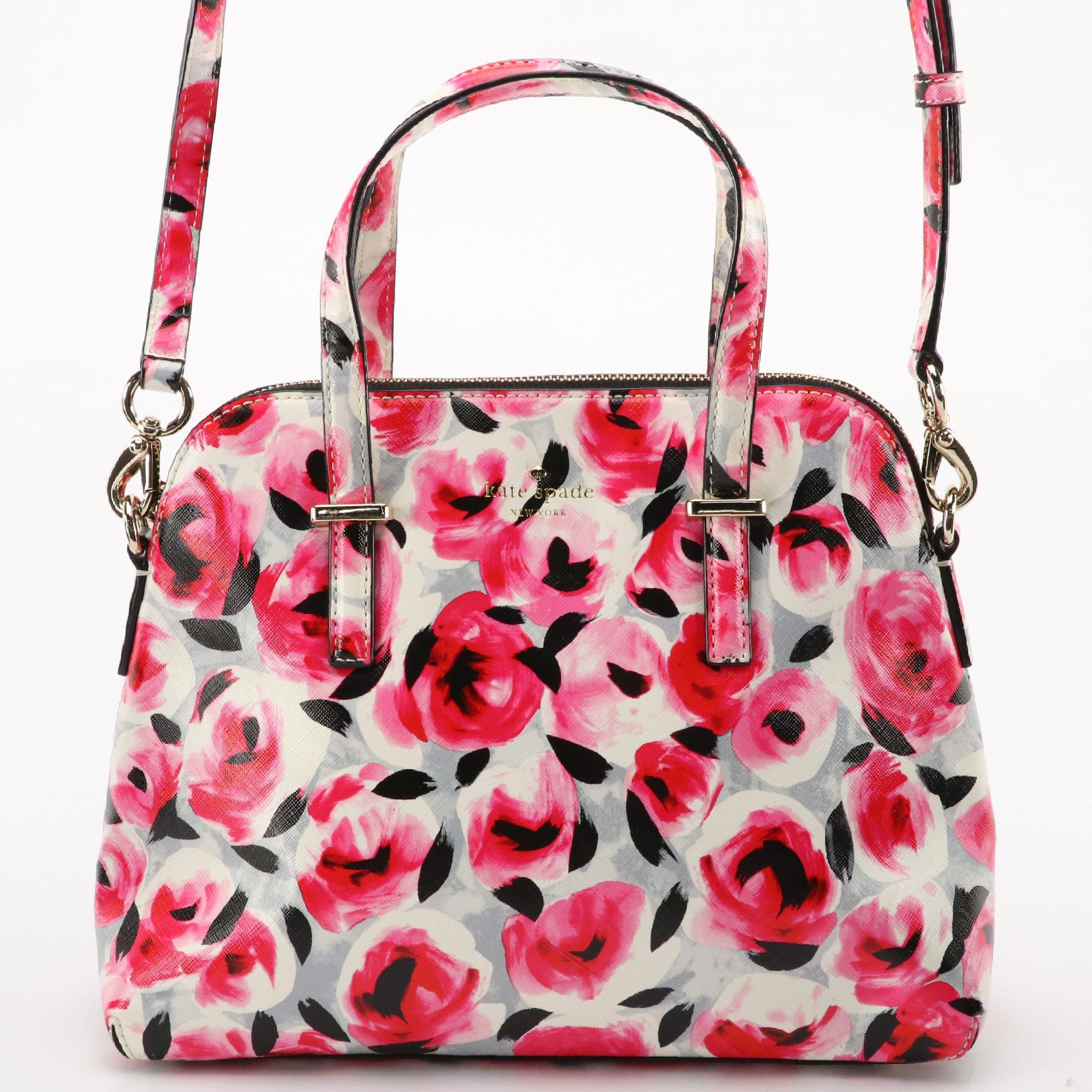 Kate Spade New York Rose Print Leather Cedar Street Maise Two-Way Satchel