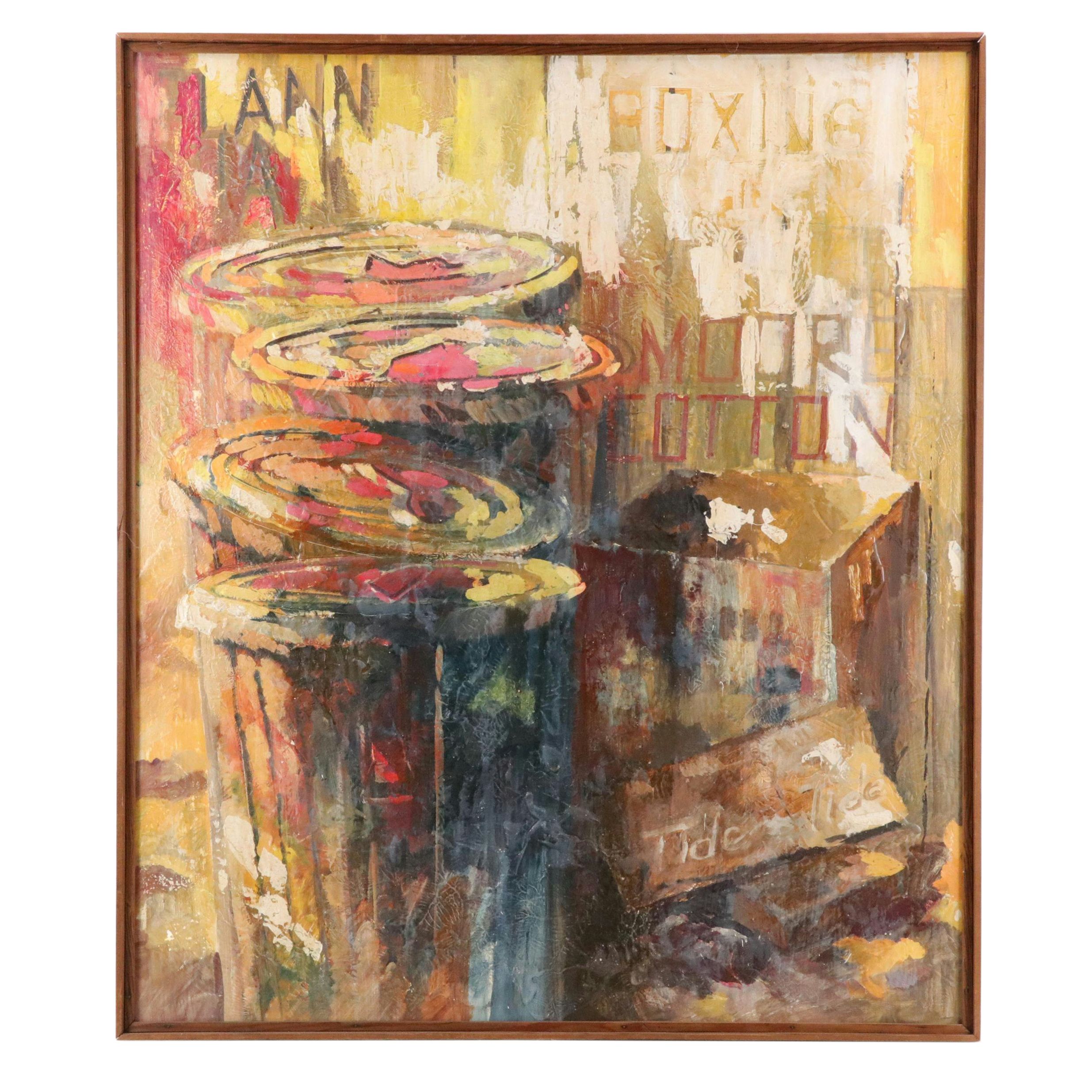 Ray Laubenthal Modernist Oil Painting of Commercial Products, Mid-20th Century