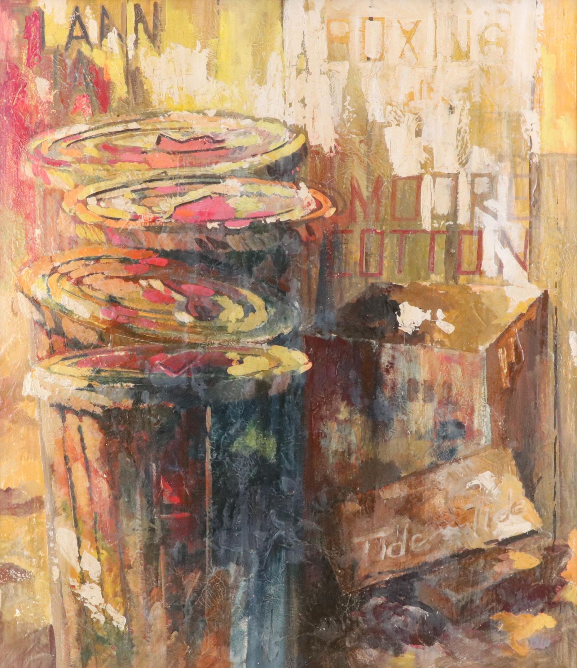 Ray Laubenthal Modernist Oil Painting of Commercial Products, Mid-20th Century