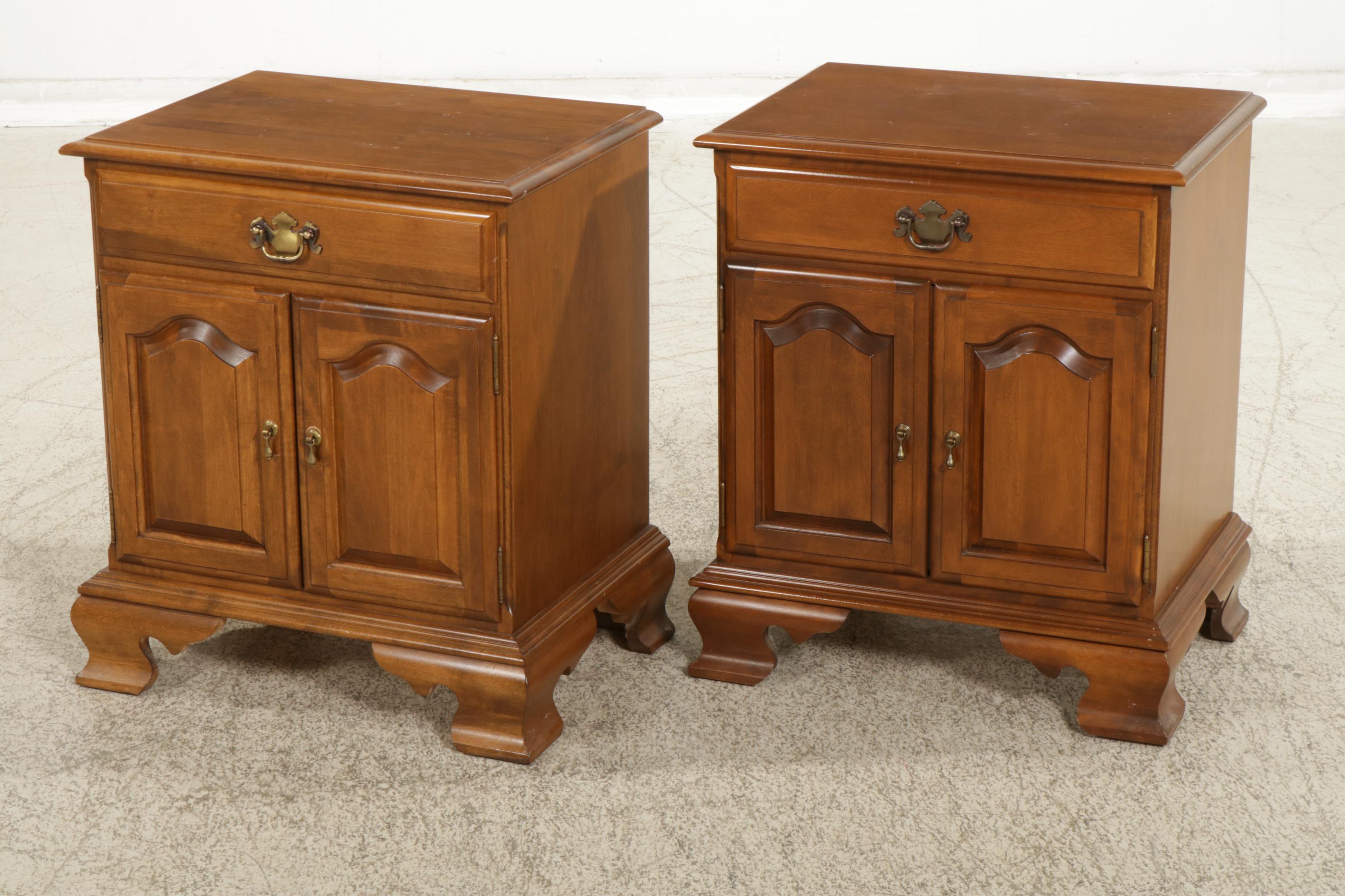 Pair of Ethan Allen Federal Style Maple Nightstands