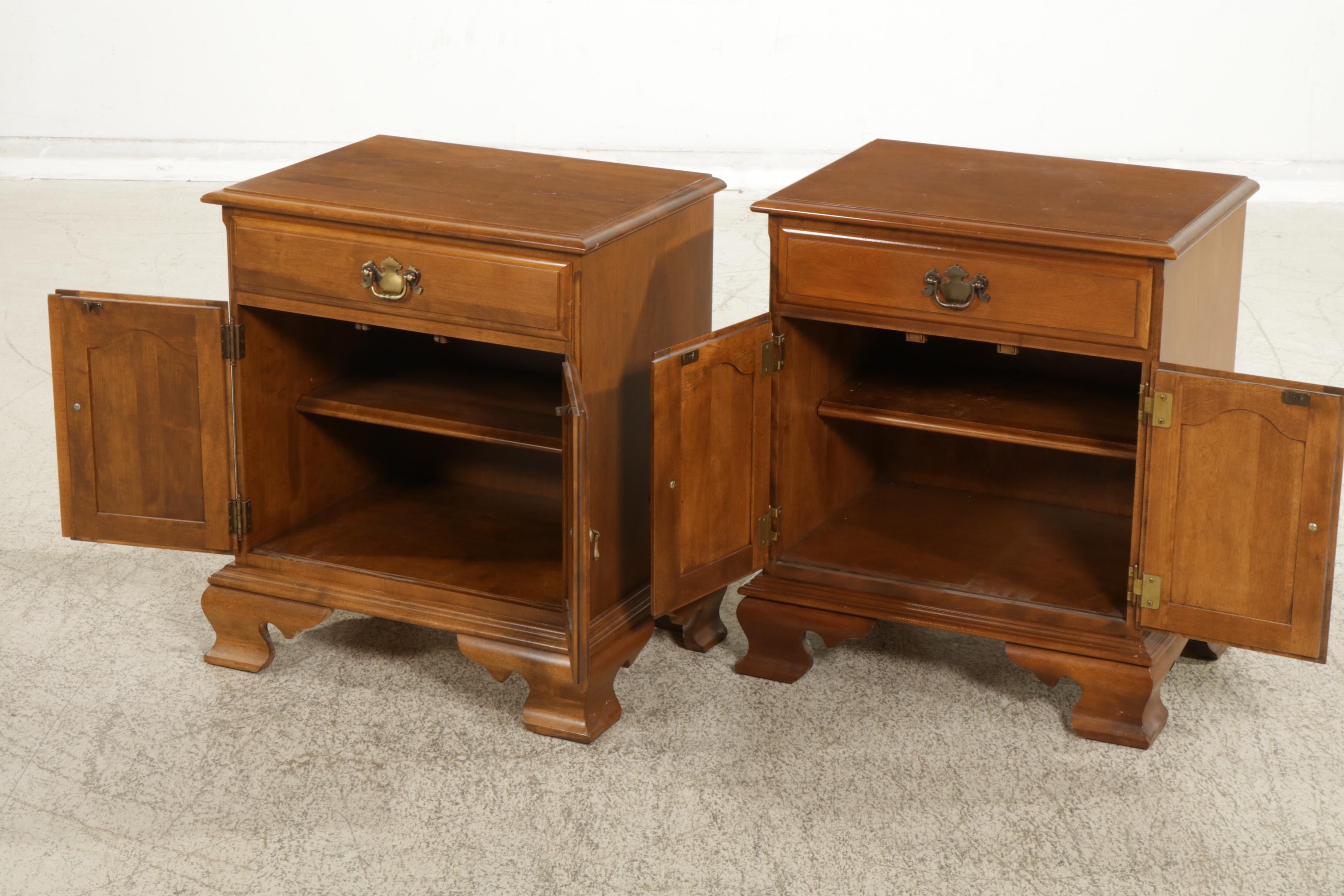 Pair of Ethan Allen Federal Style Maple Nightstands
