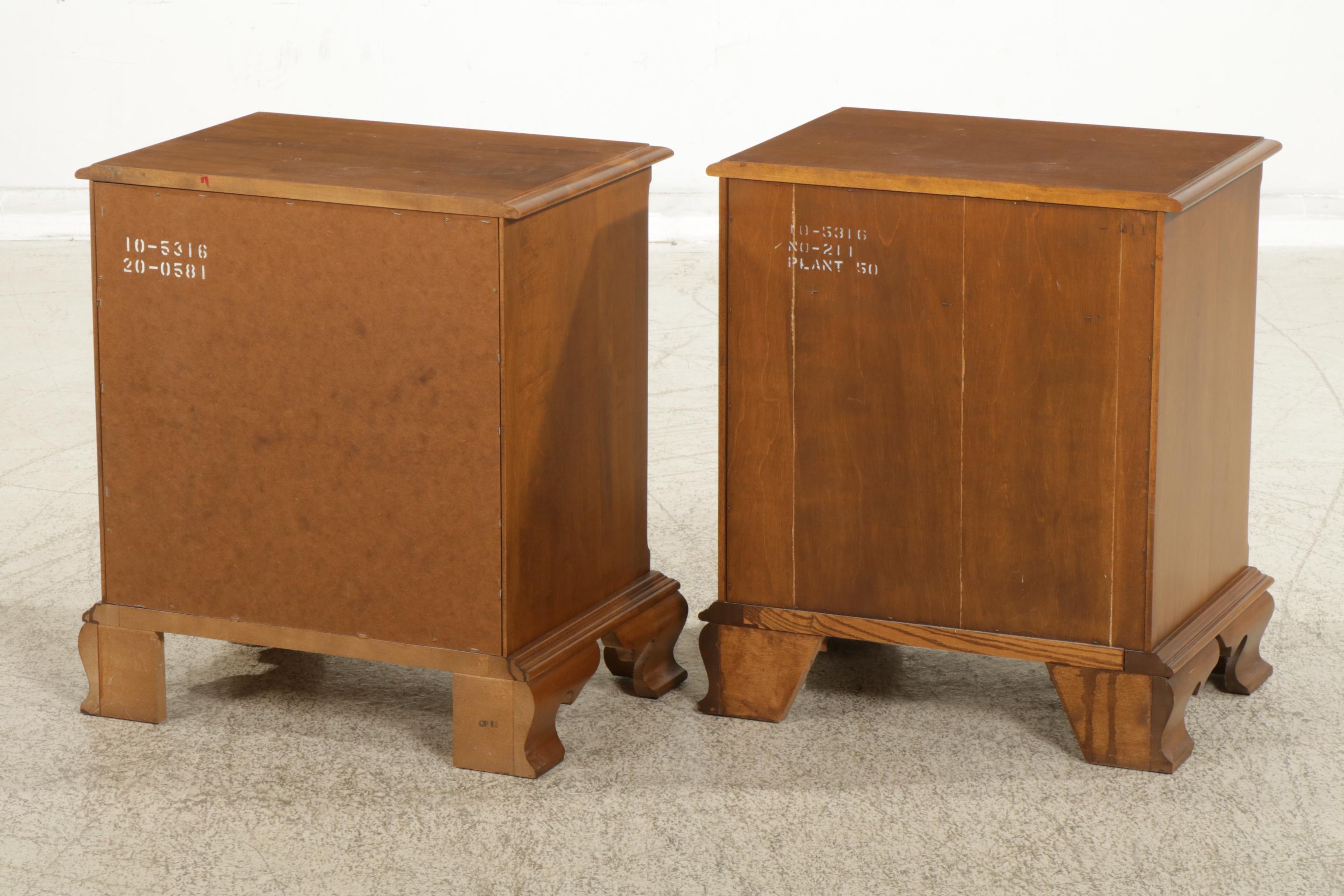 Pair of Ethan Allen Federal Style Maple Nightstands