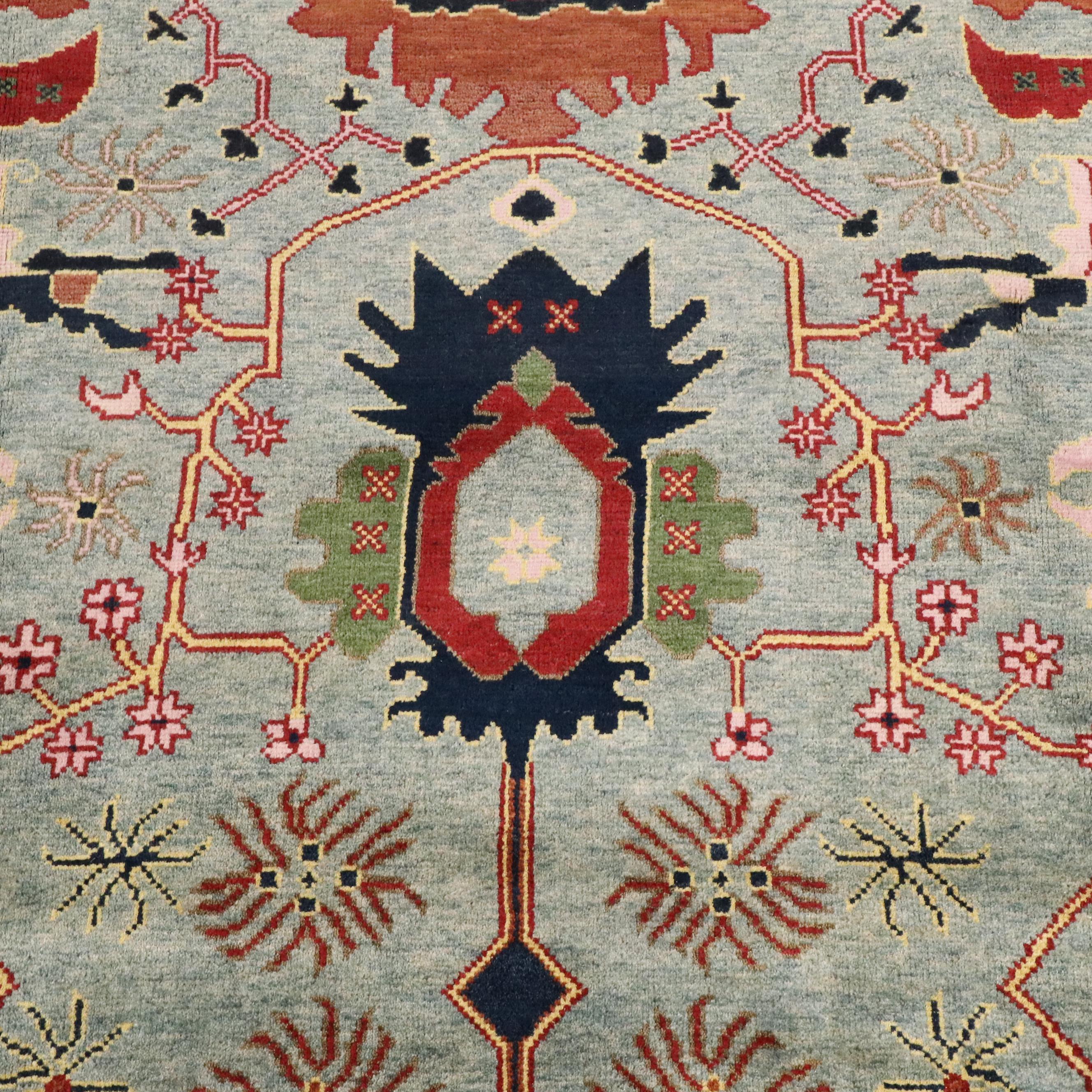 9' x 12'2 Hand-Knotted Turkish Oushak Room-Sized Rug