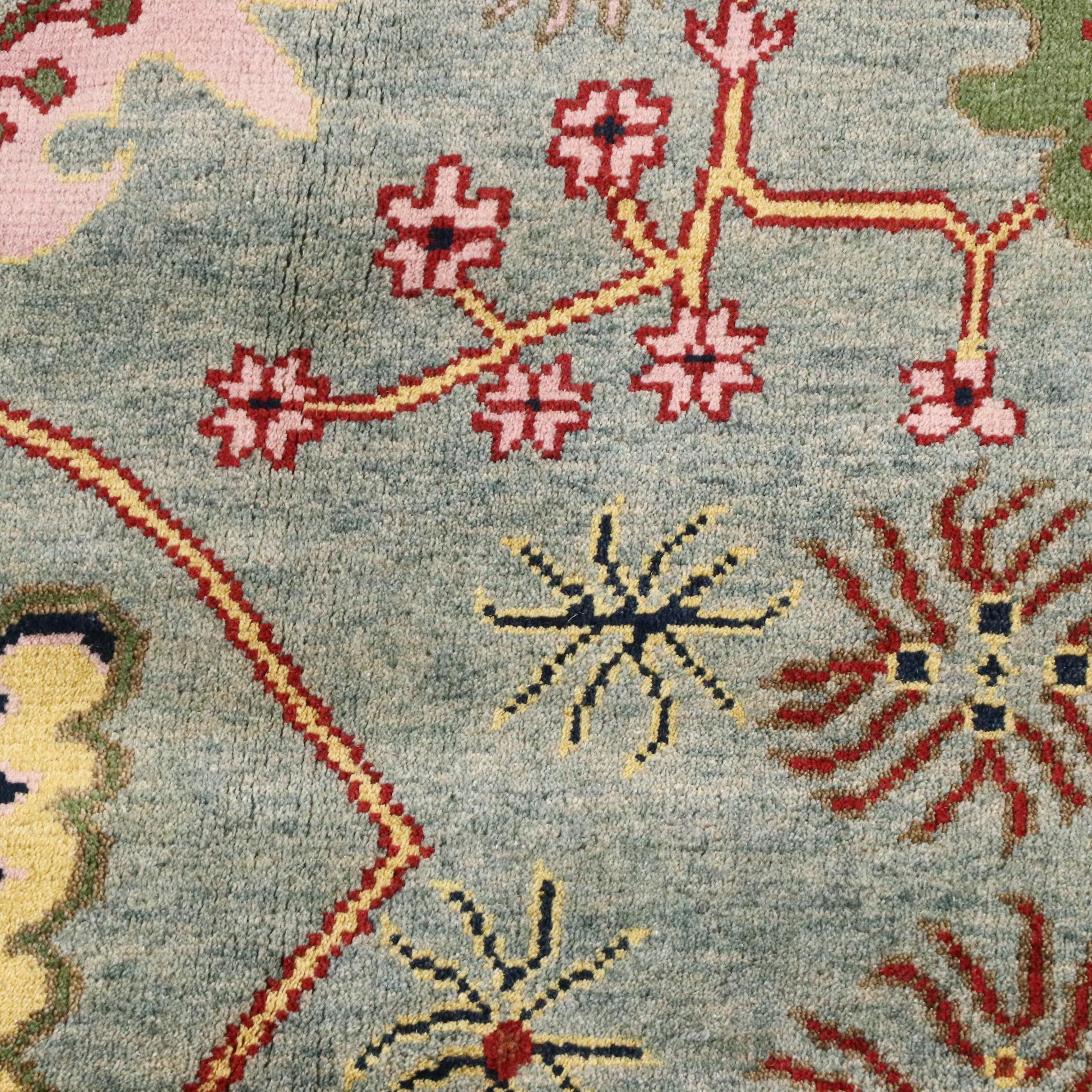 9' x 12'2 Hand-Knotted Turkish Oushak Room-Sized Rug