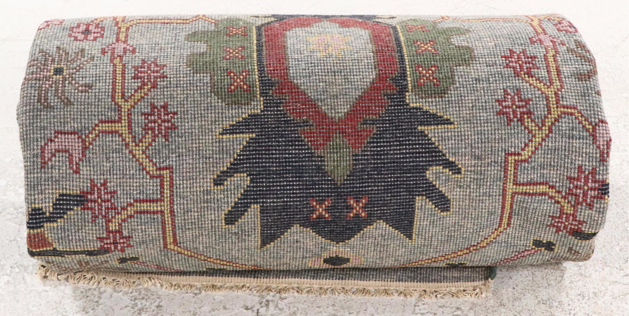 9' x 12'2 Hand-Knotted Turkish Oushak Room-Sized Rug