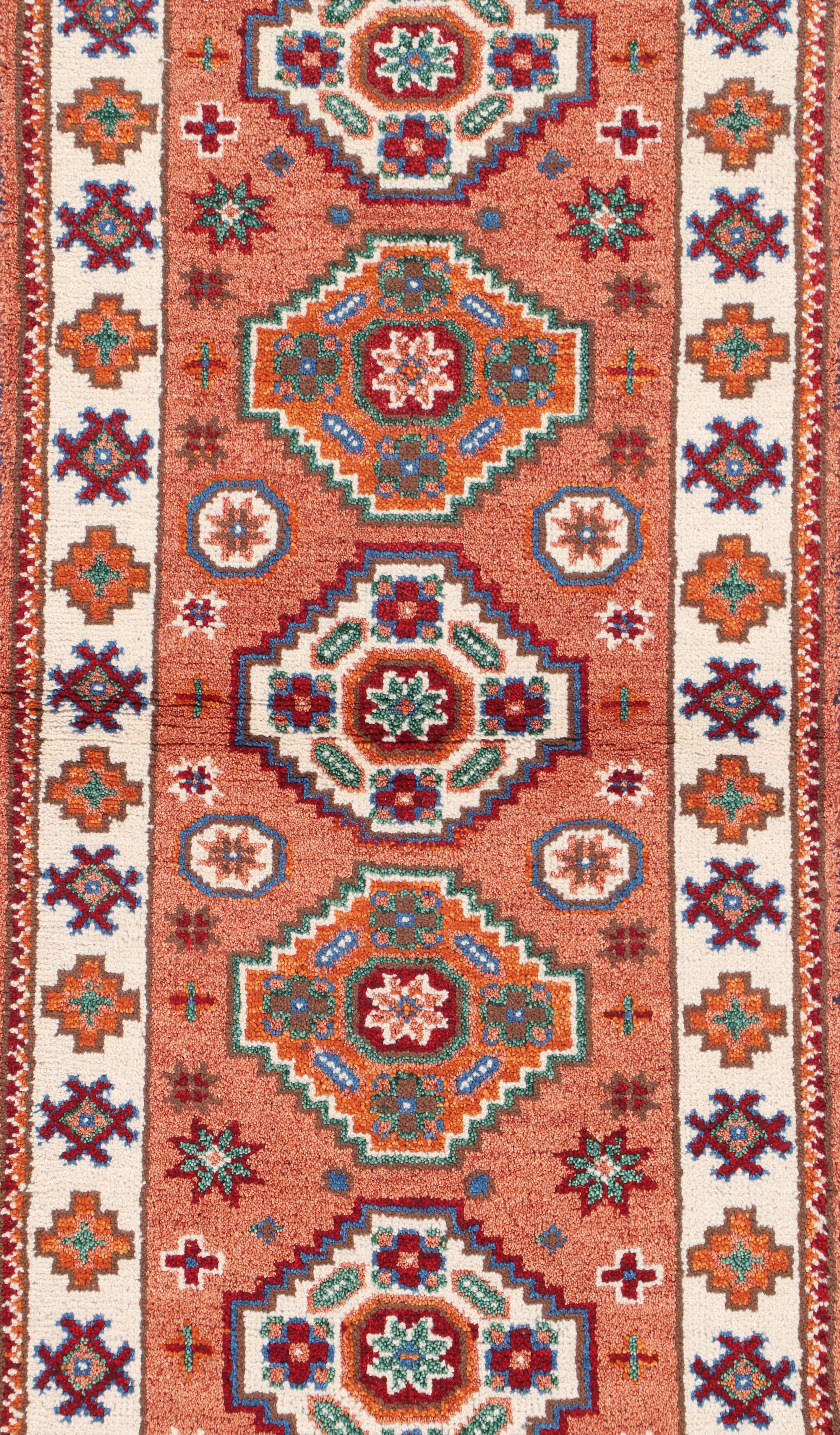 2'8 x 8'4 Hand-Knotted Afghan Kazak Carpet Runner