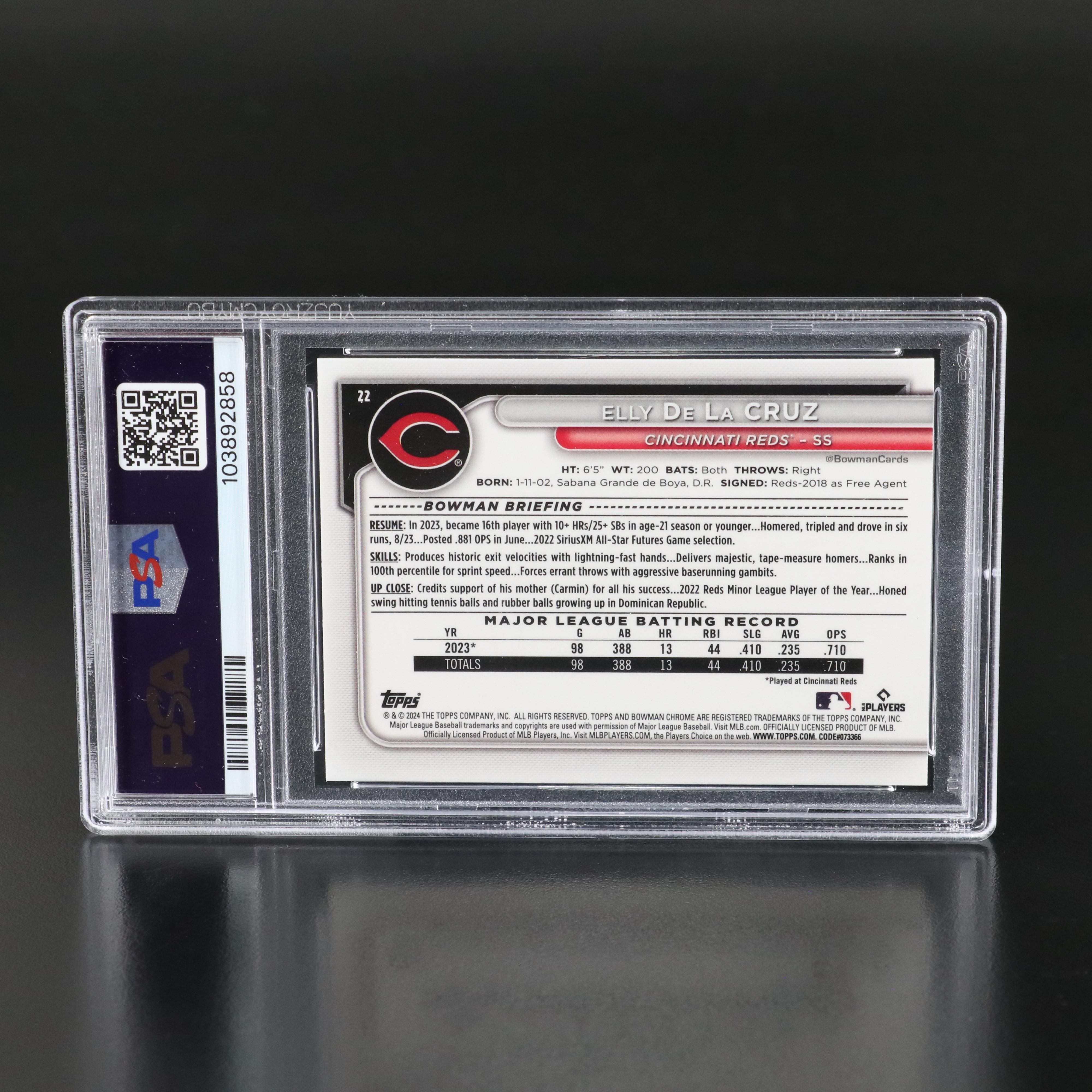 2024 Bowman Chrome Elly De La Cruz Mega Box Refractor Rookie Card Graded PSA 10