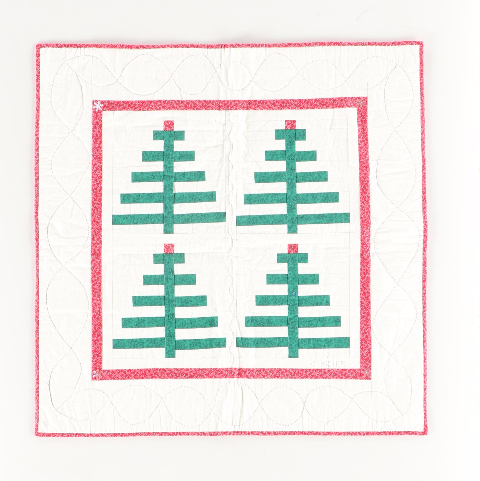 Cacilda Meier Artisan Hanging Quilt and Table Runner "Christmas Tree Quartet"