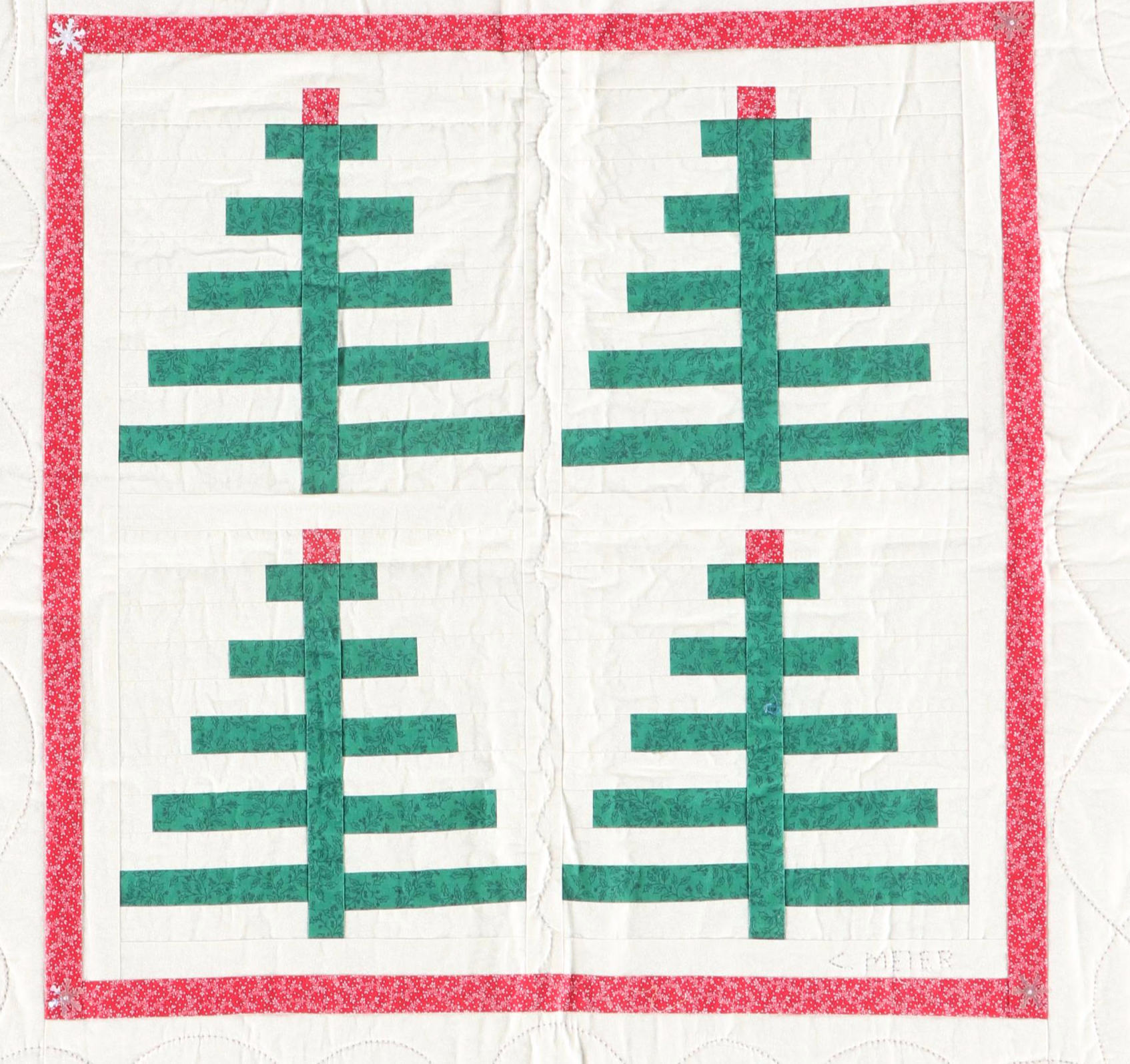 Cacilda Meier Artisan Hanging Quilt and Table Runner "Christmas Tree Quartet"