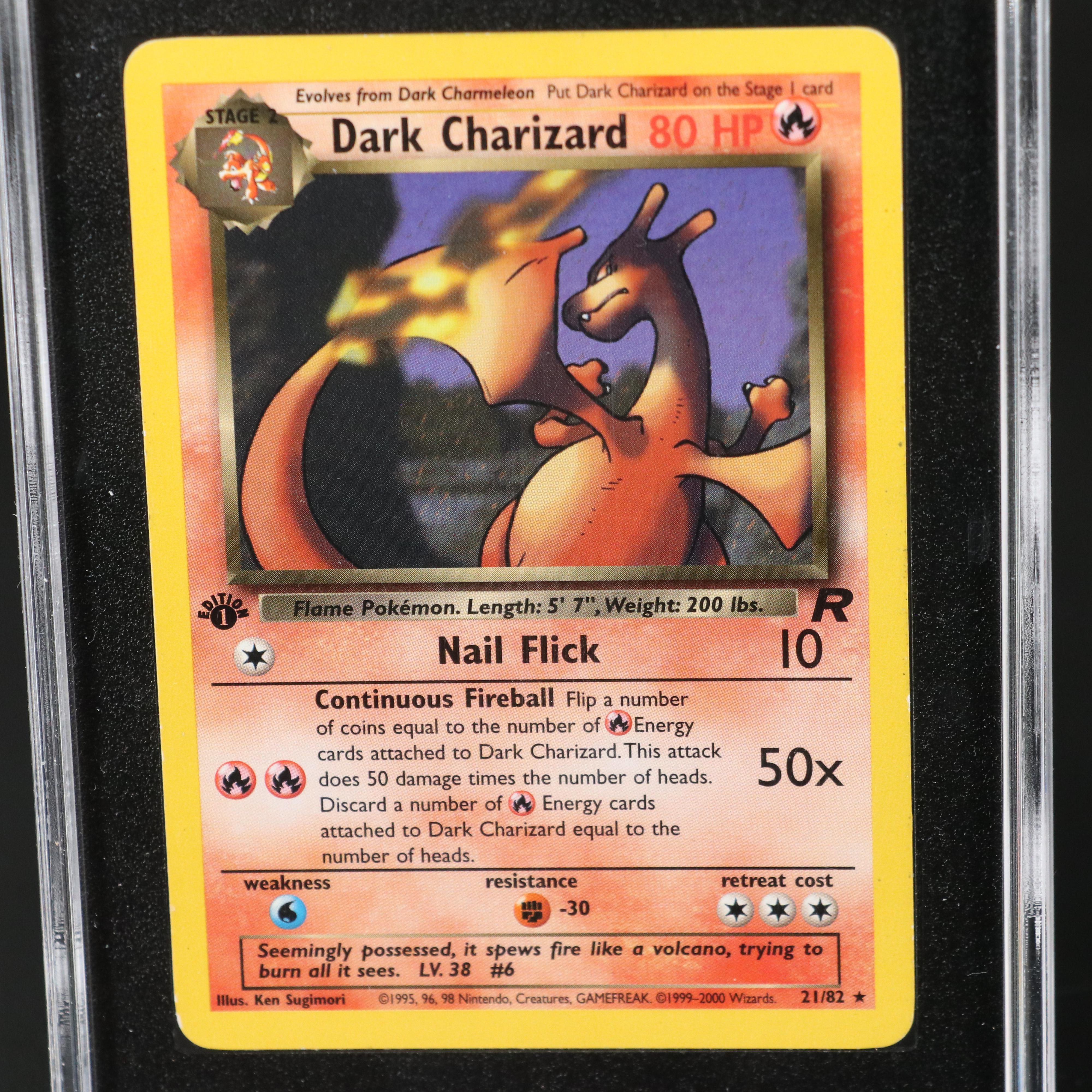 Team Rocket Dark Charizard 1st Edition Pokémon Card Graded SGC 8