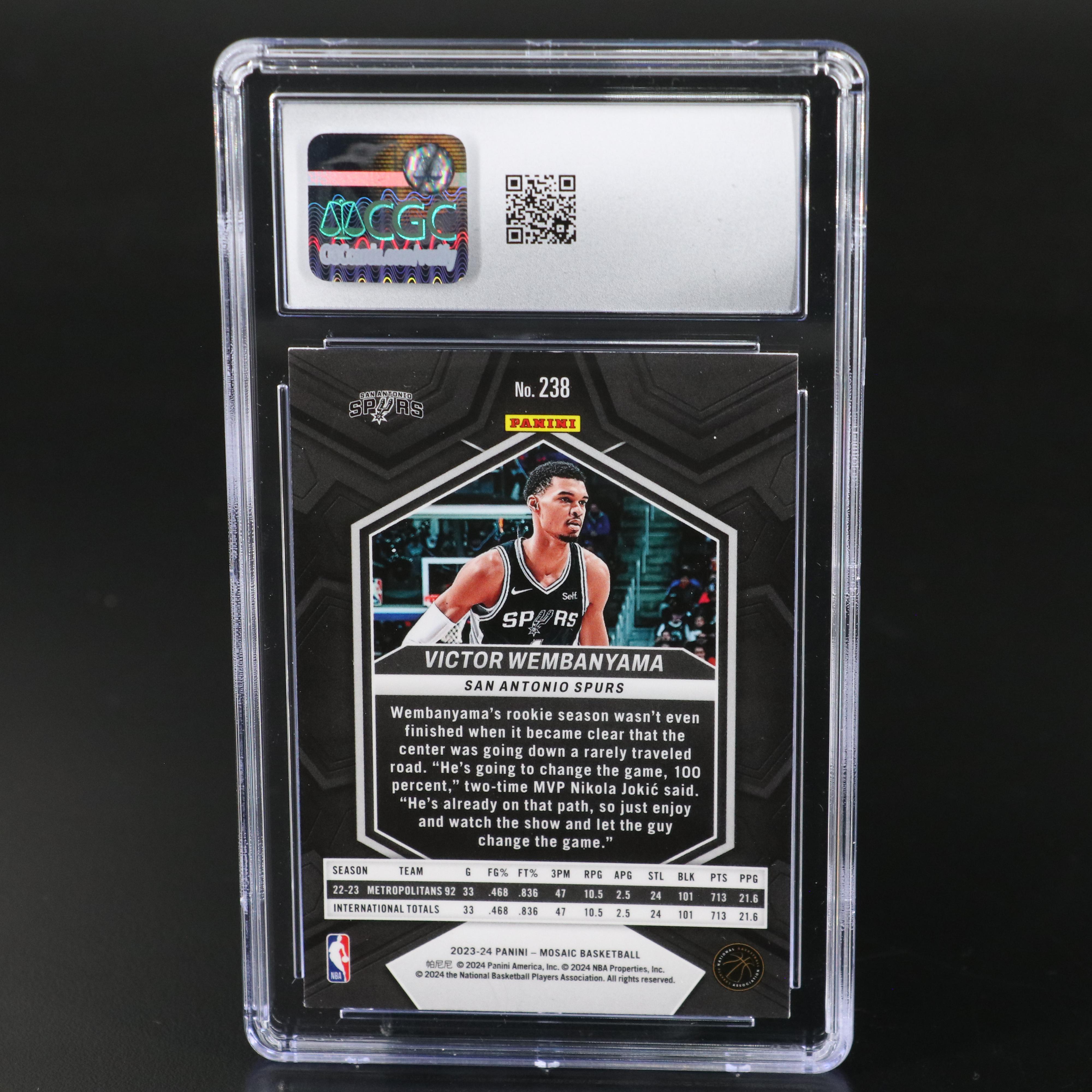 2023-24 Mosaic Victor Wembanyama Rookie Basketball Card Graded CGC 10