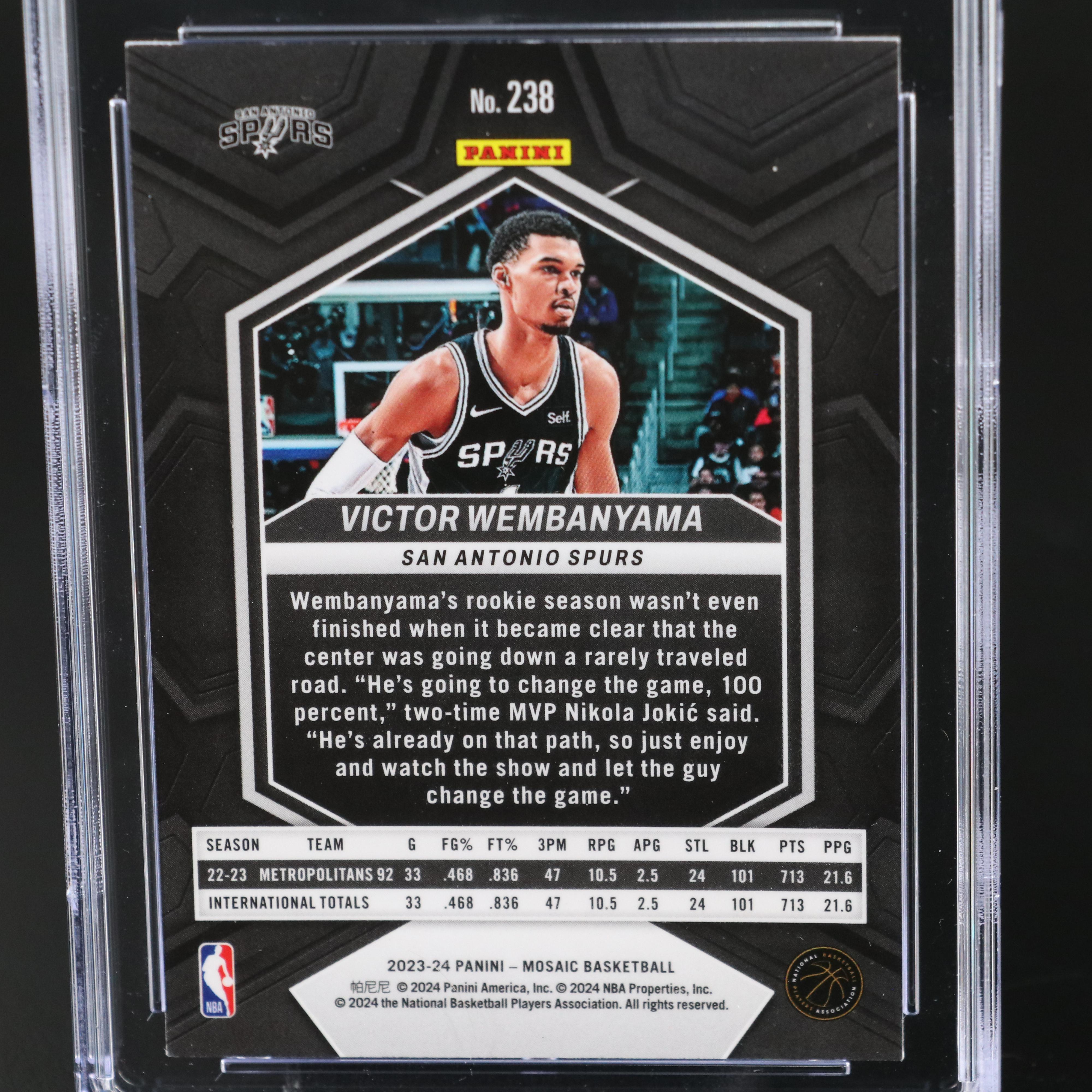 2023-24 Mosaic Victor Wembanyama Rookie Basketball Card Graded CGC 10