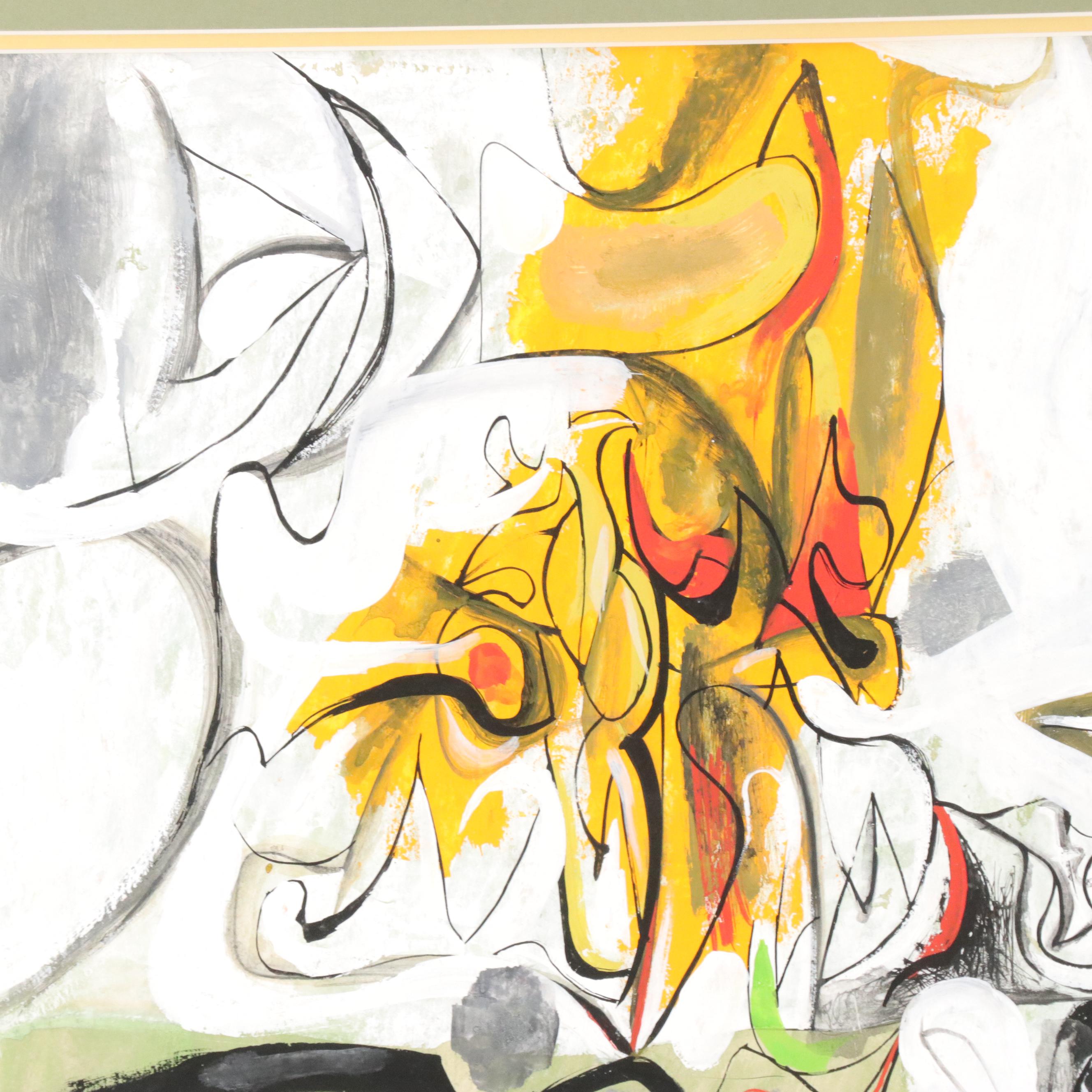 Byron "George Byron" Browne Abstract Acrylic Painting "From a Still Life," 1954