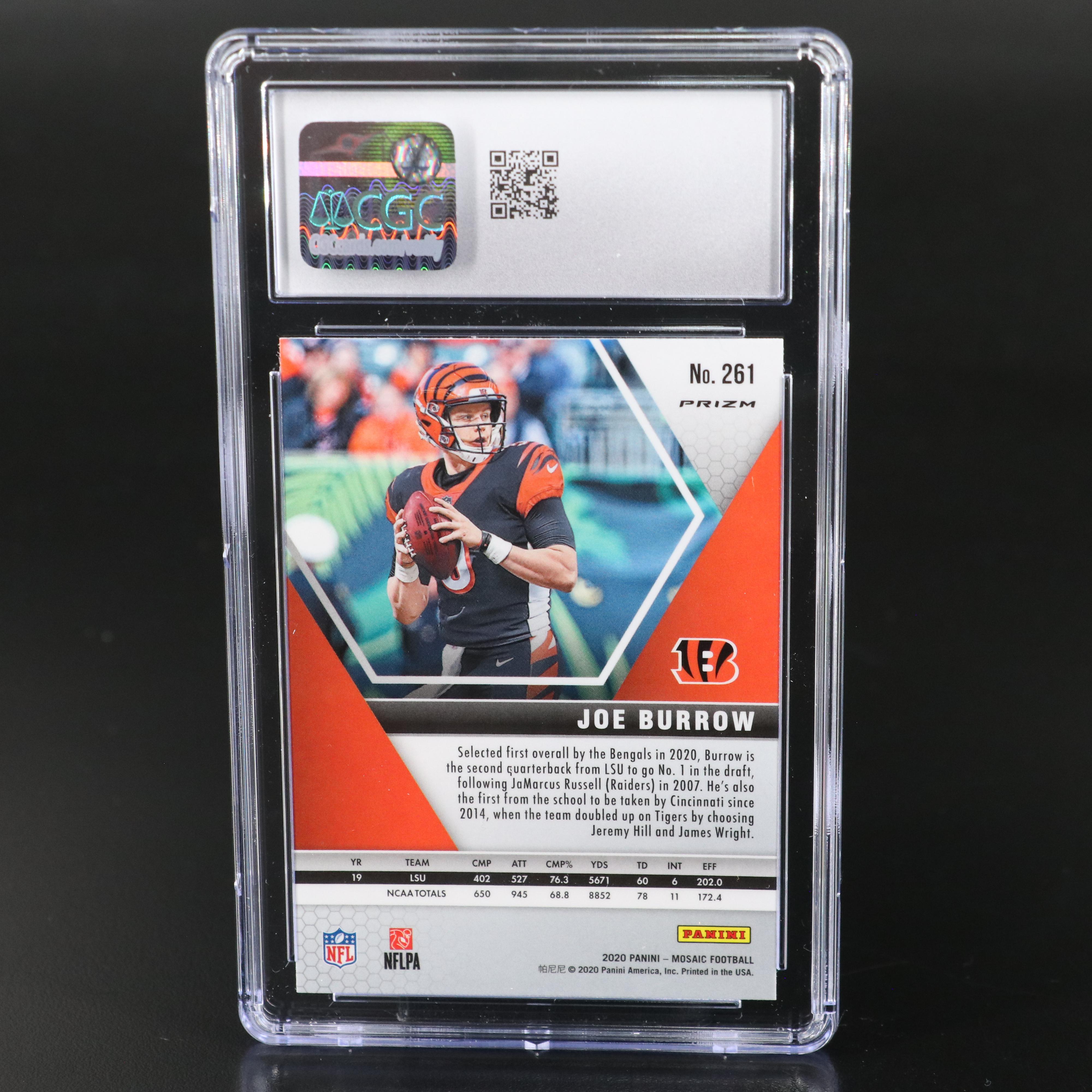 2020 Mosaic Joe Burrow Mosaic Prizm Rookie Football Card Graded CGC 10