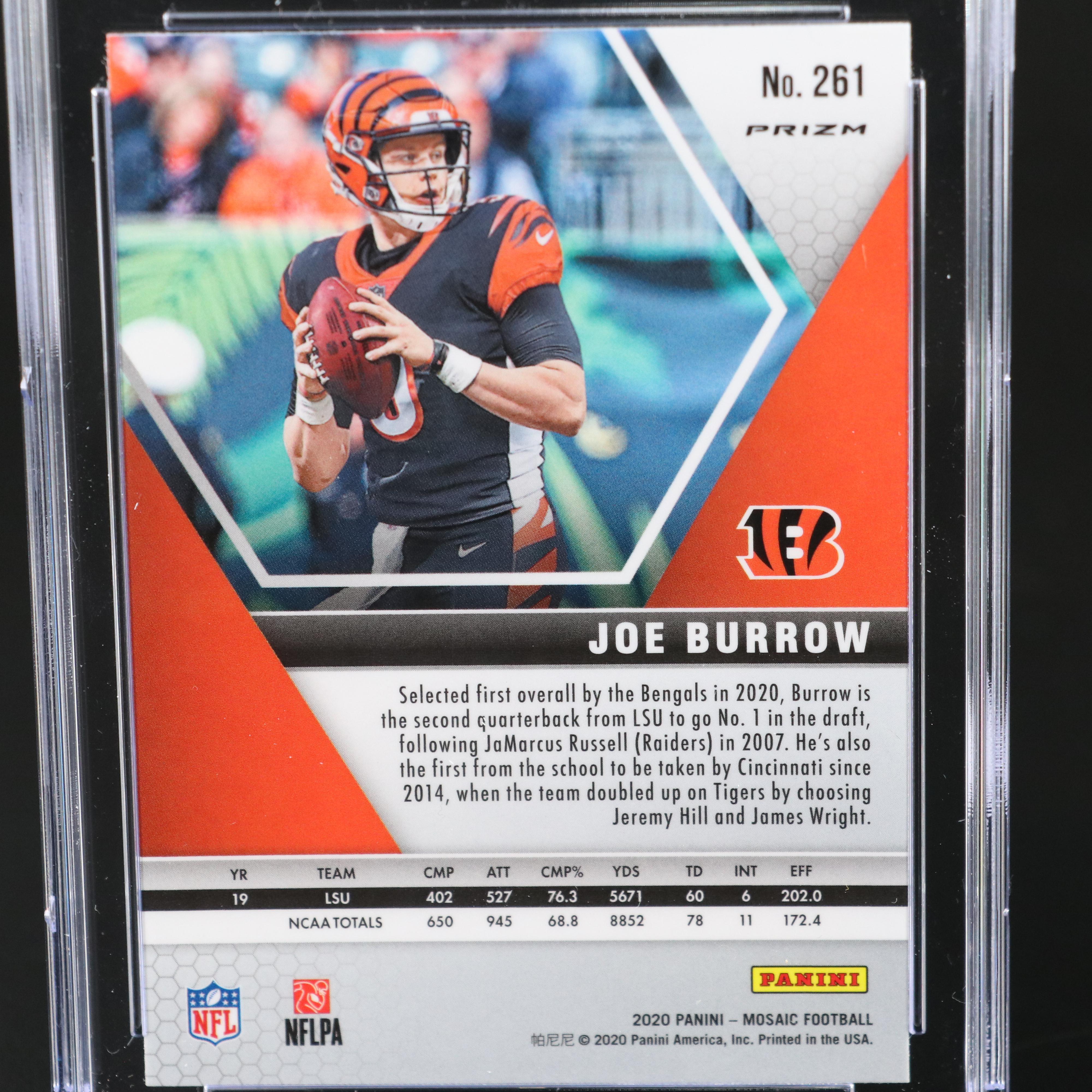 2020 Mosaic Joe Burrow Mosaic Prizm Rookie Football Card Graded CGC 10