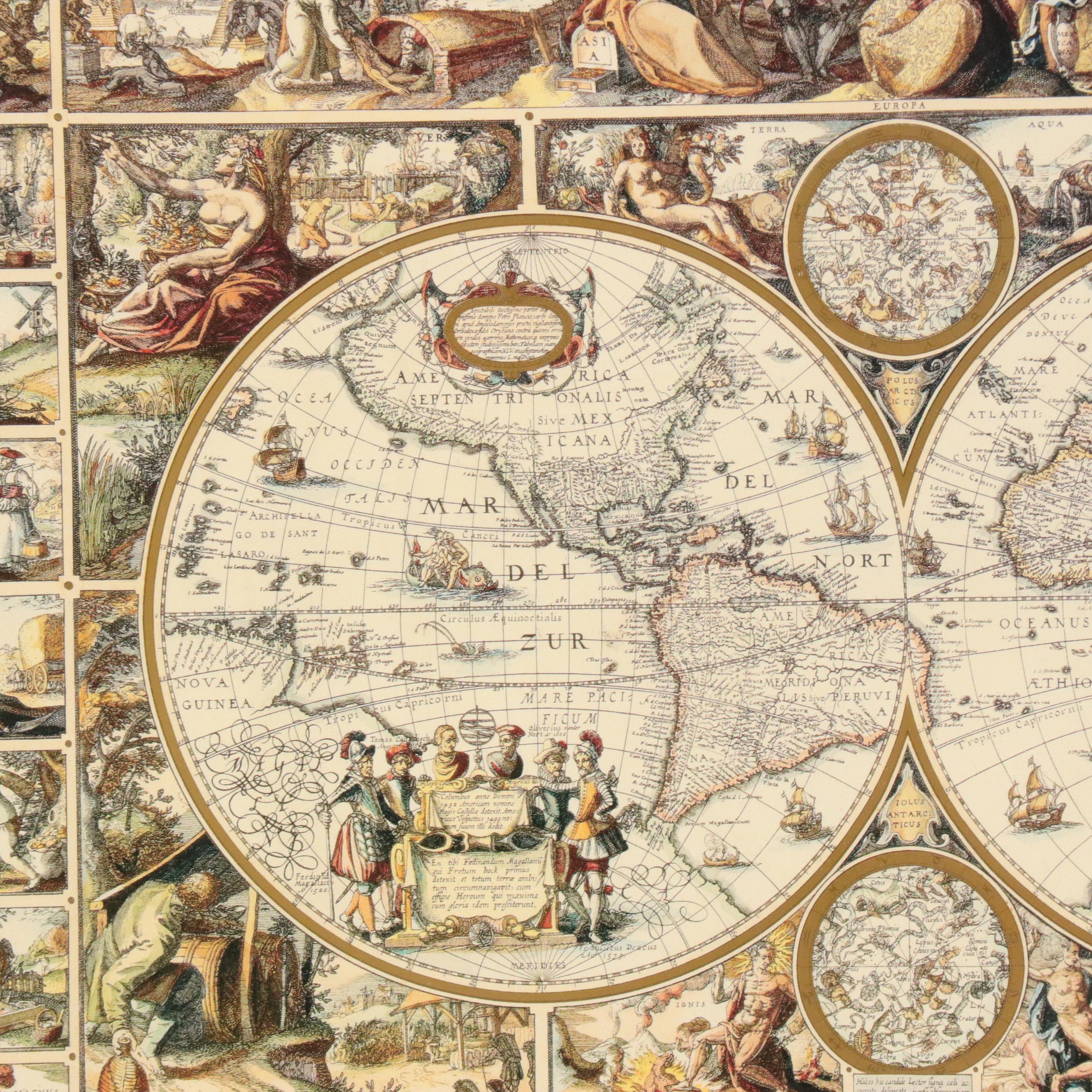 Embellished Offset Lithograph Map After Claes Janszoon Visscher