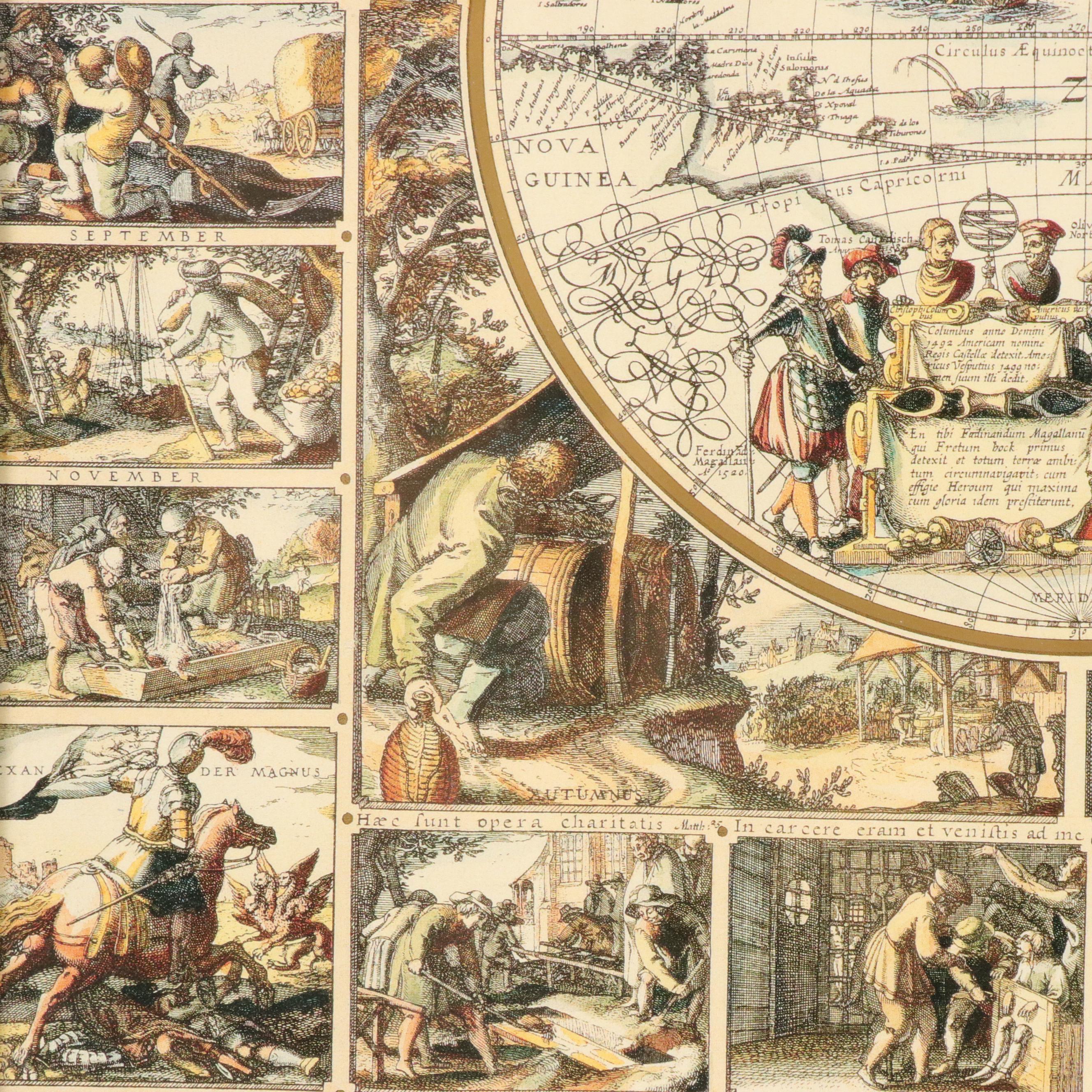 Embellished Offset Lithograph Map After Claes Janszoon Visscher