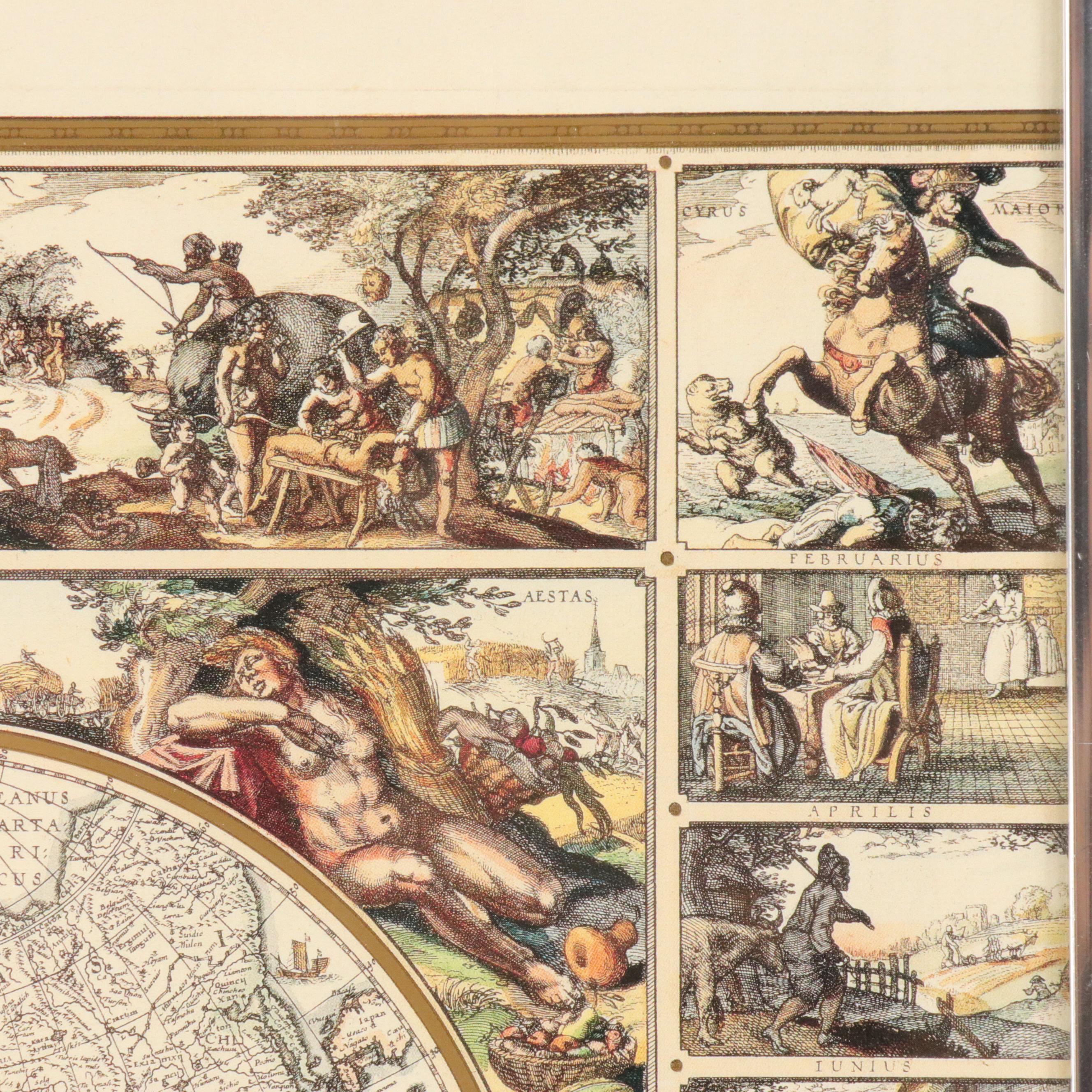 Embellished Offset Lithograph Map After Claes Janszoon Visscher