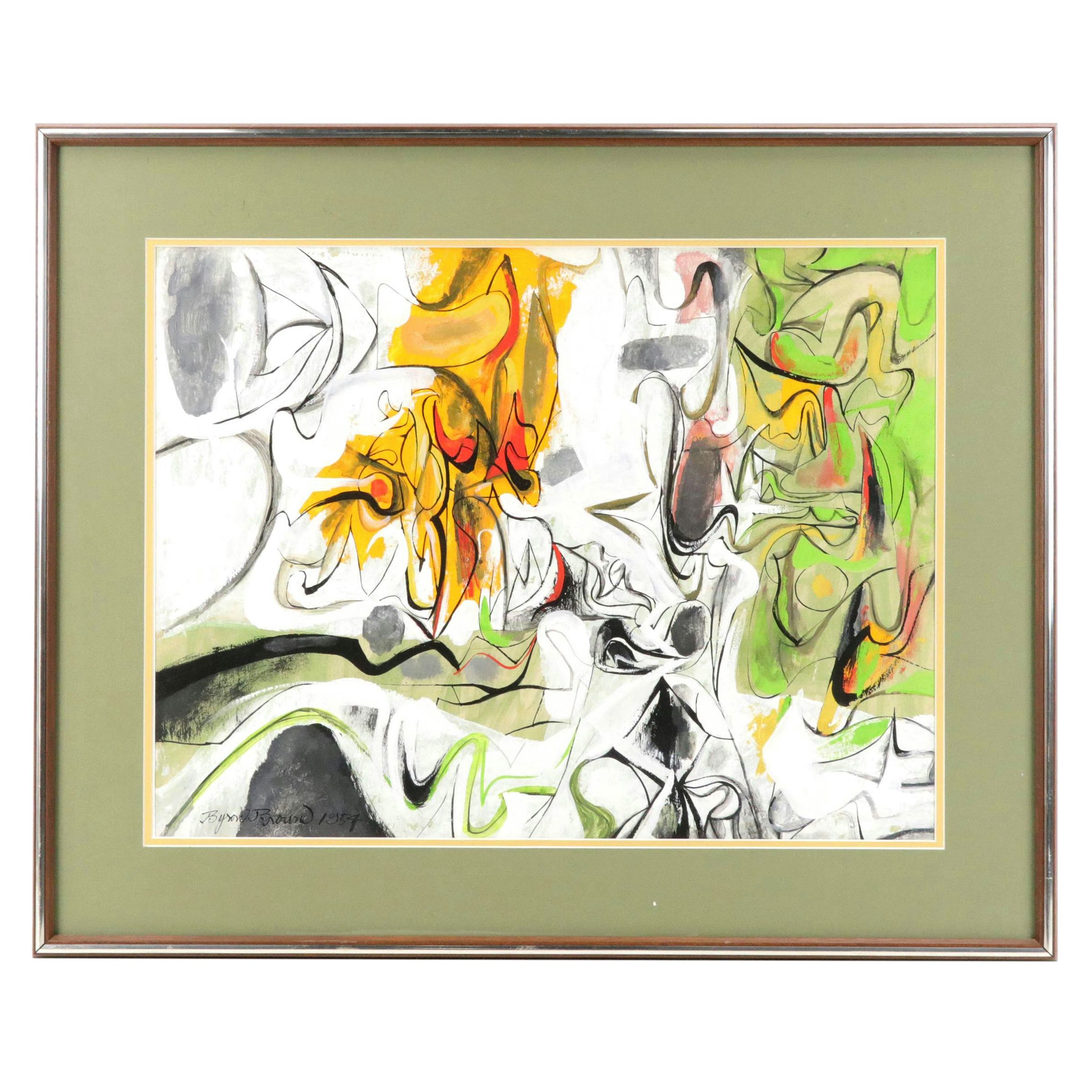 Byron "George Byron" Browne Abstract Acrylic Painting "From a Still Life," 1954