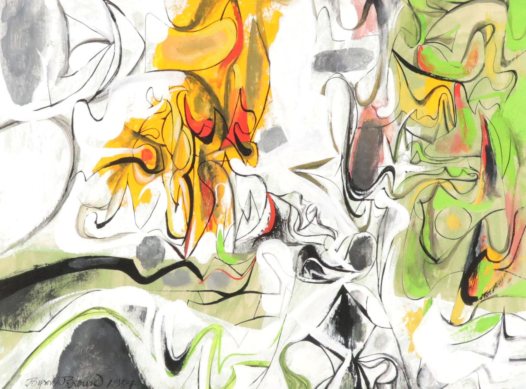 Byron "George Byron" Browne Abstract Acrylic Painting "From a Still Life," 1954