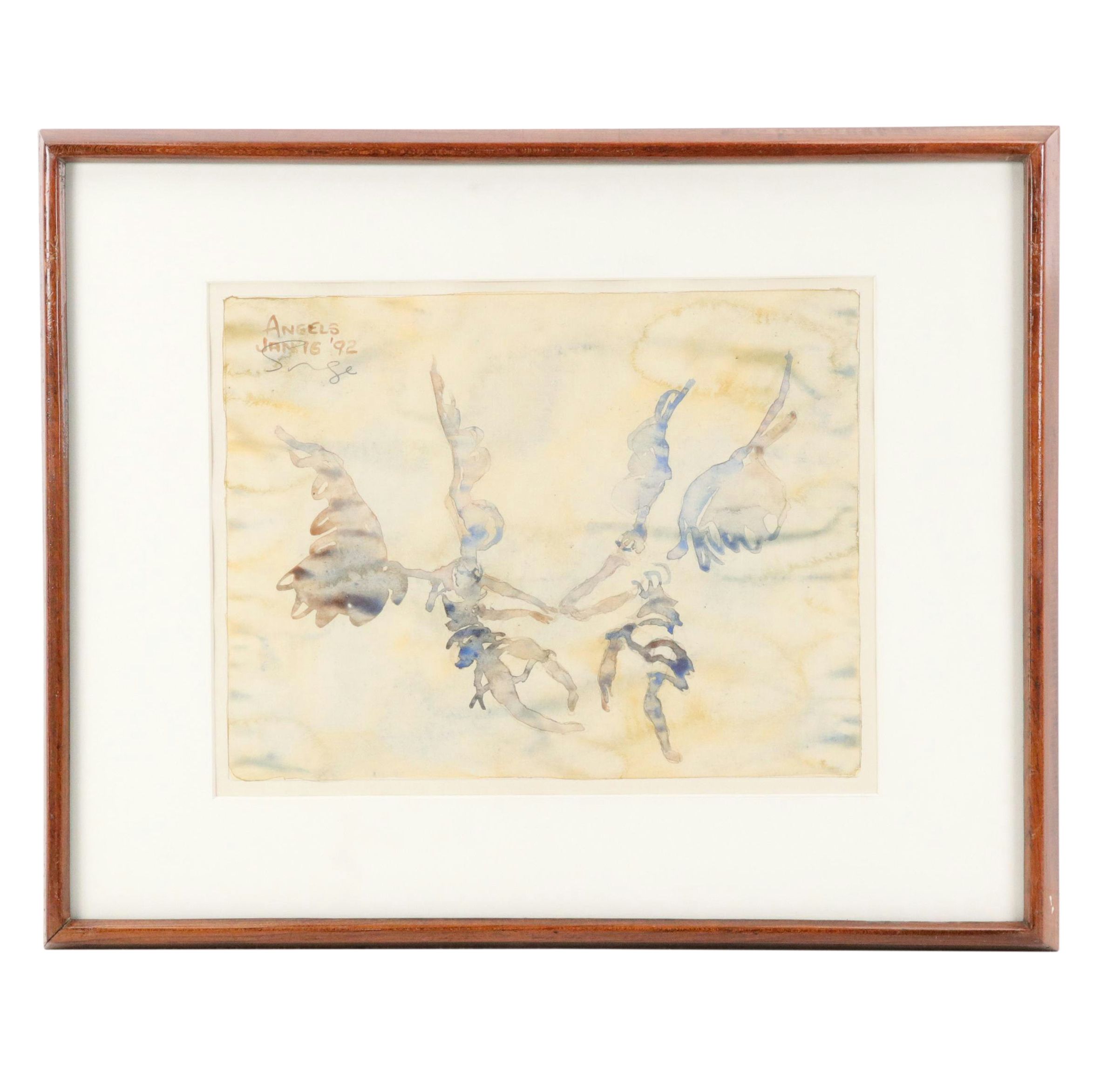 Walter Sorge Watercolor Painting "Angels, Jan. 16, 1992"