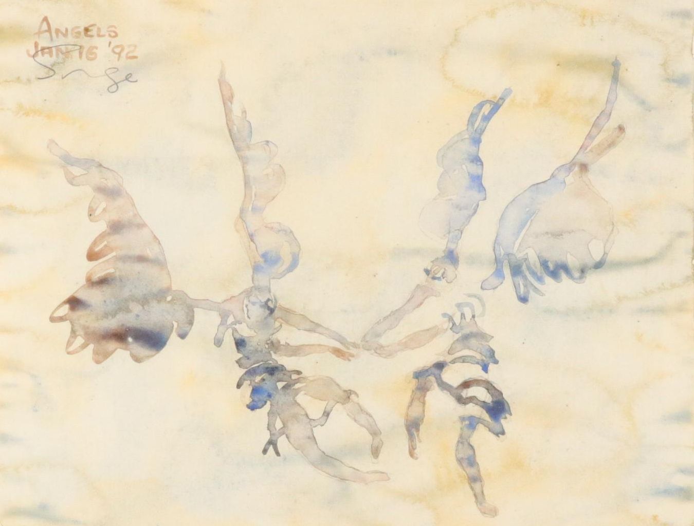 Walter Sorge Watercolor Painting "Angels, Jan. 16, 1992"