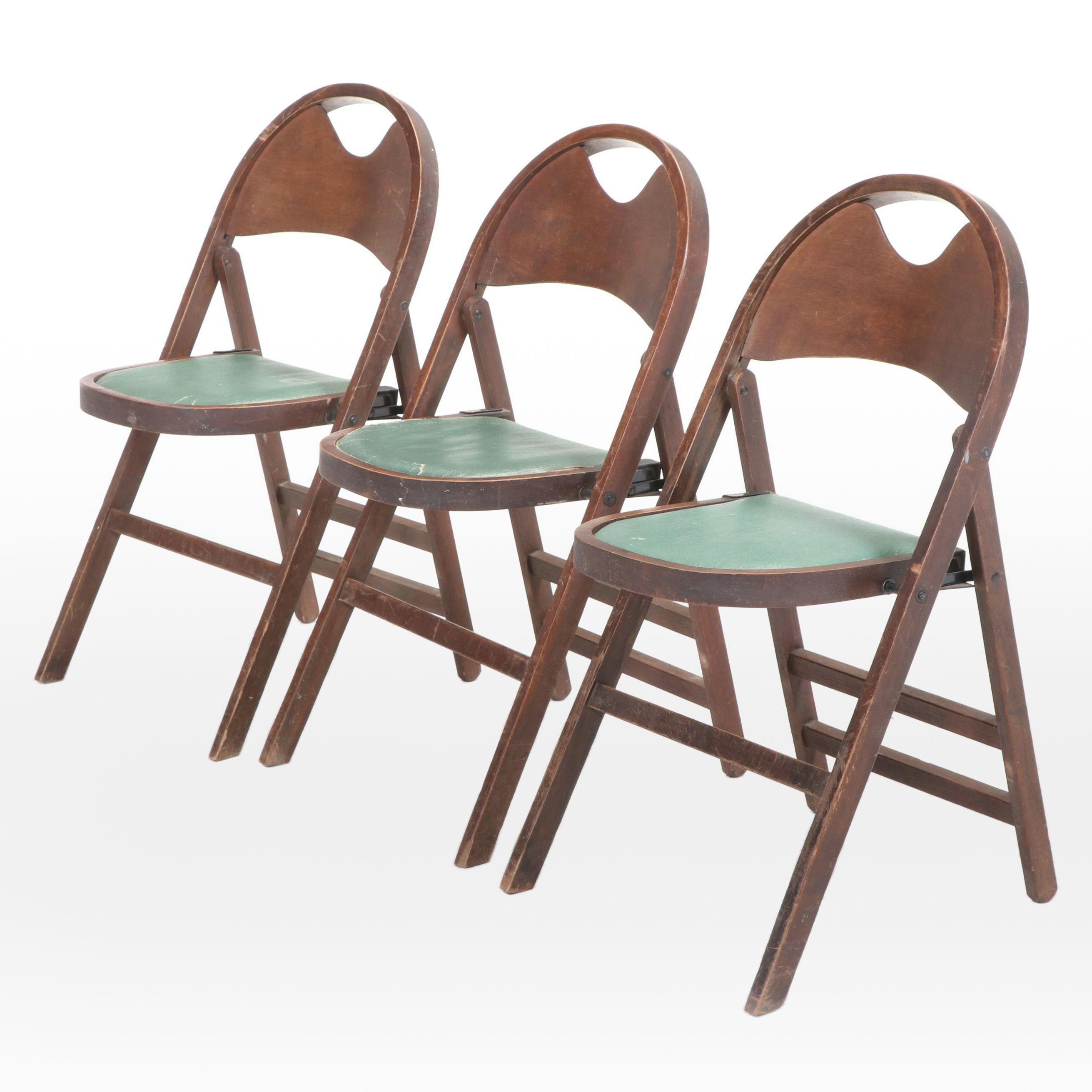 Set of Three Louis Rastetter & Sons Co. Art Deco Style Wooden Folding Chairs