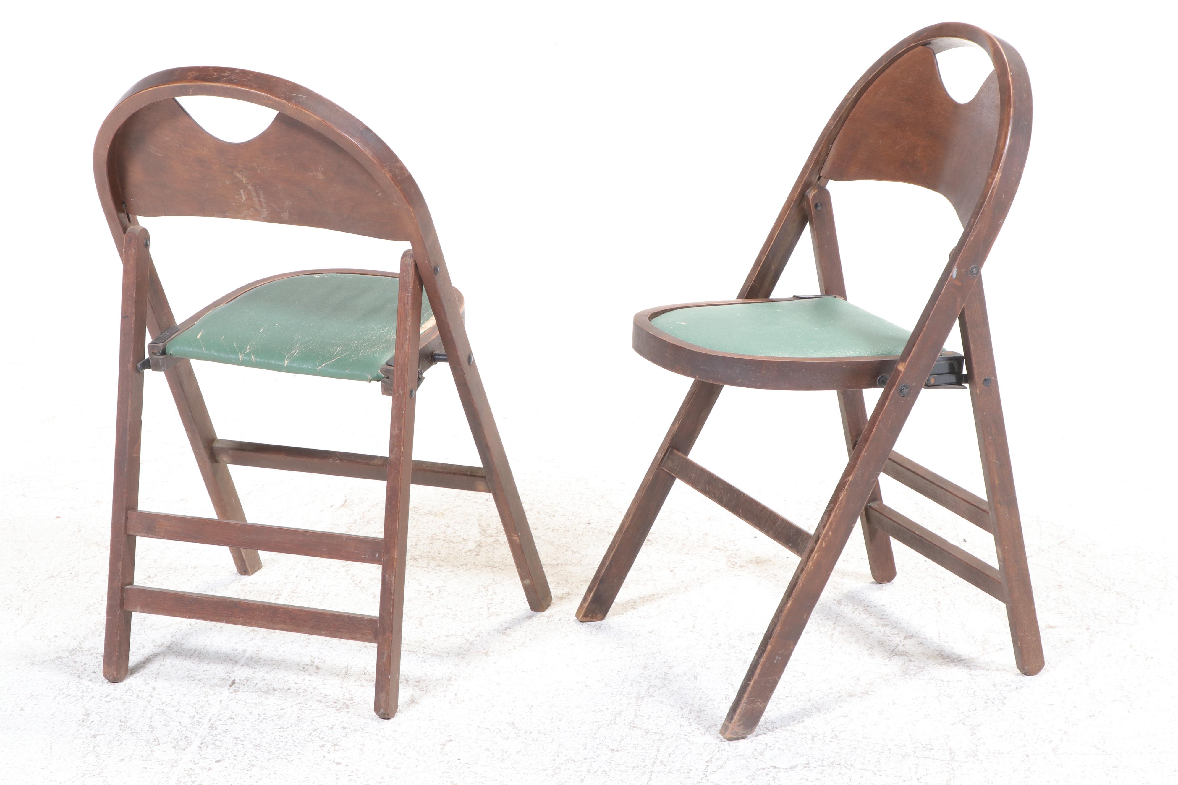 Set of Three Louis Rastetter & Sons Co. Art Deco Style Wooden Folding Chairs