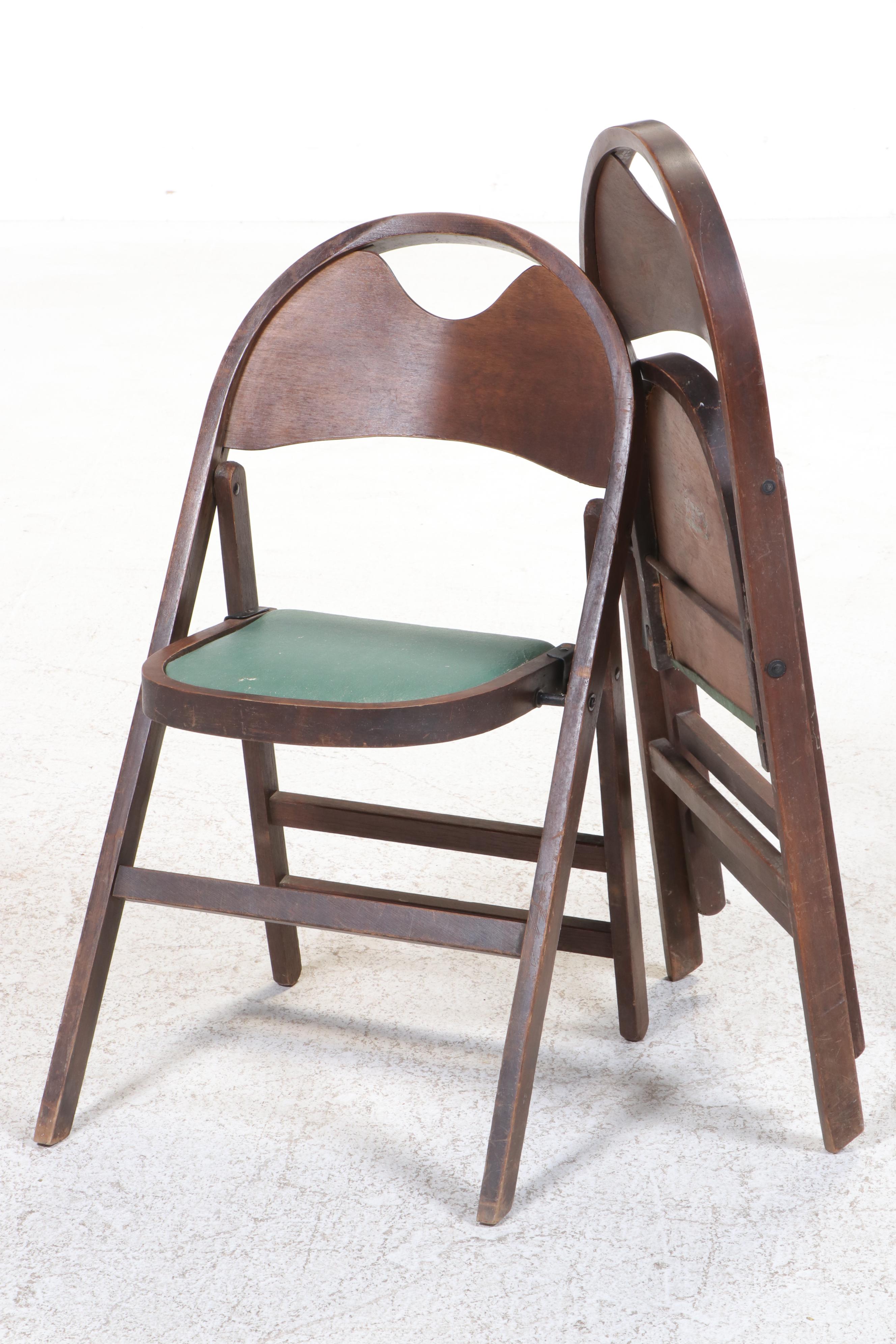 Set of Three Louis Rastetter & Sons Co. Art Deco Style Wooden Folding Chairs