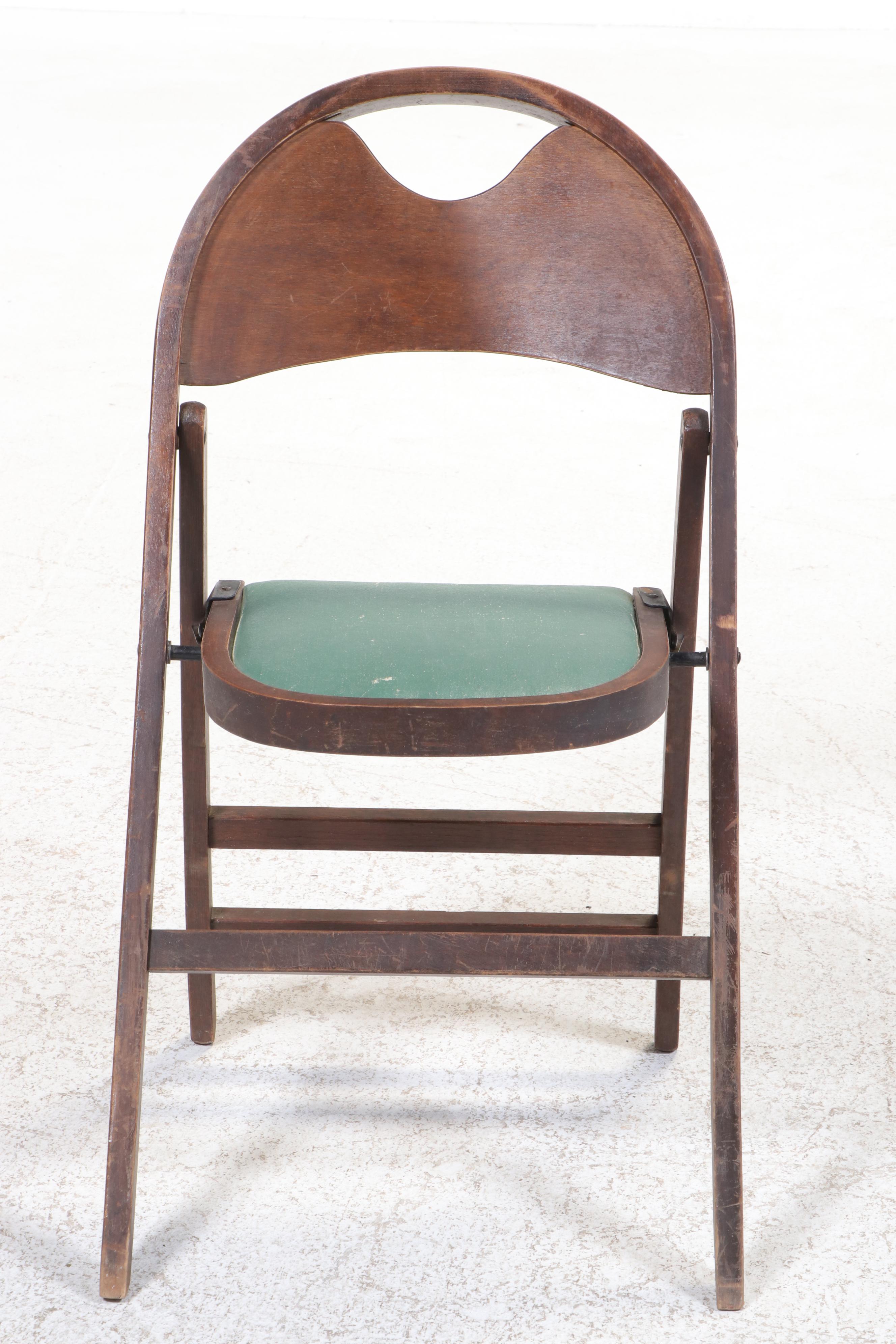 Set of Three Louis Rastetter & Sons Co. Art Deco Style Wooden Folding Chairs