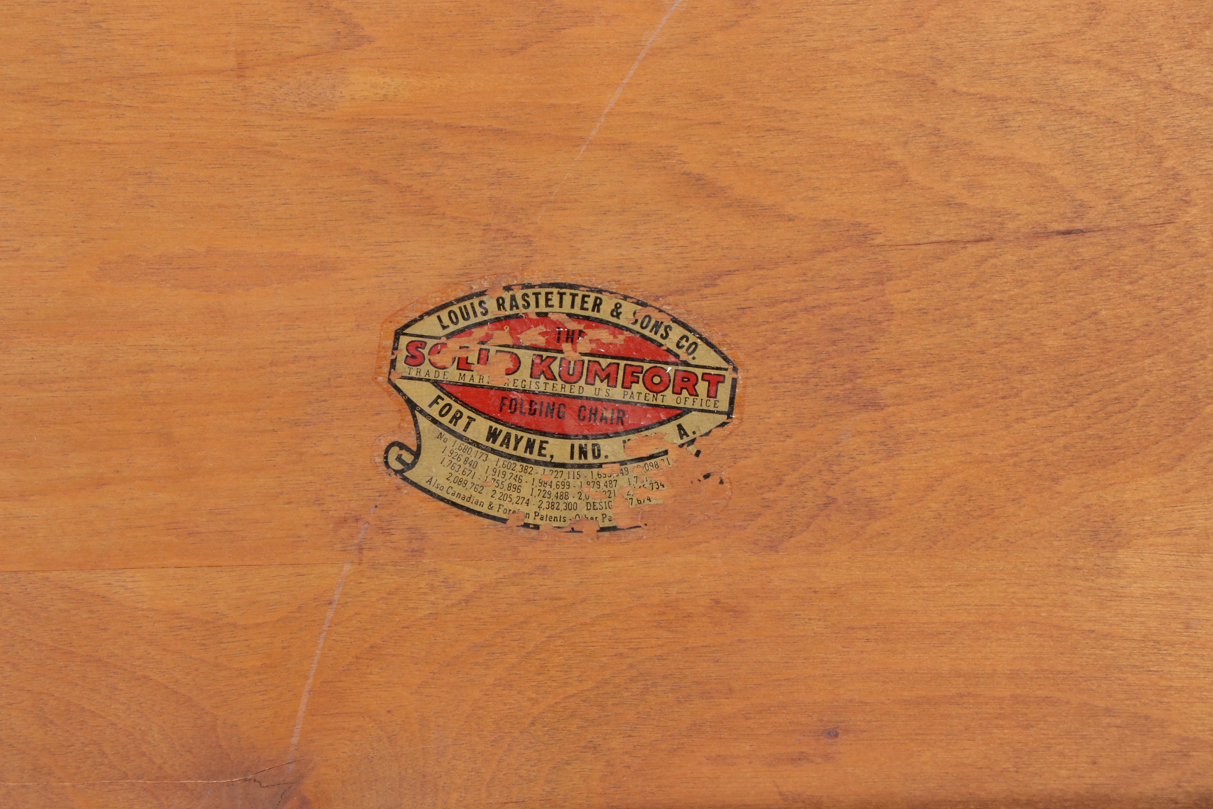 Set of Three Louis Rastetter & Sons Co. Art Deco Style Wooden Folding Chairs