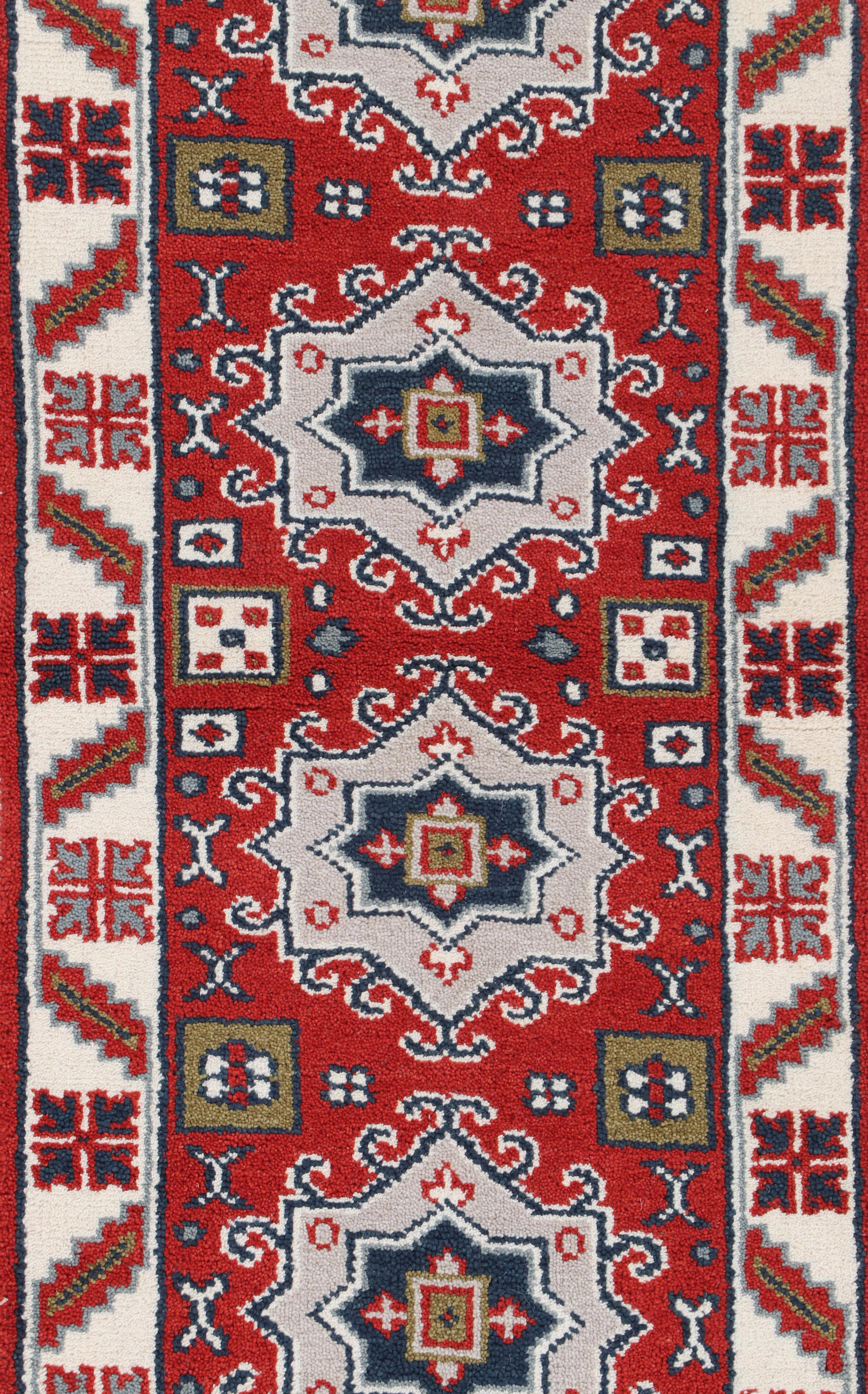 2'5 x 6'3 Hand-Knotted Afghan Kazak Carpet Runner