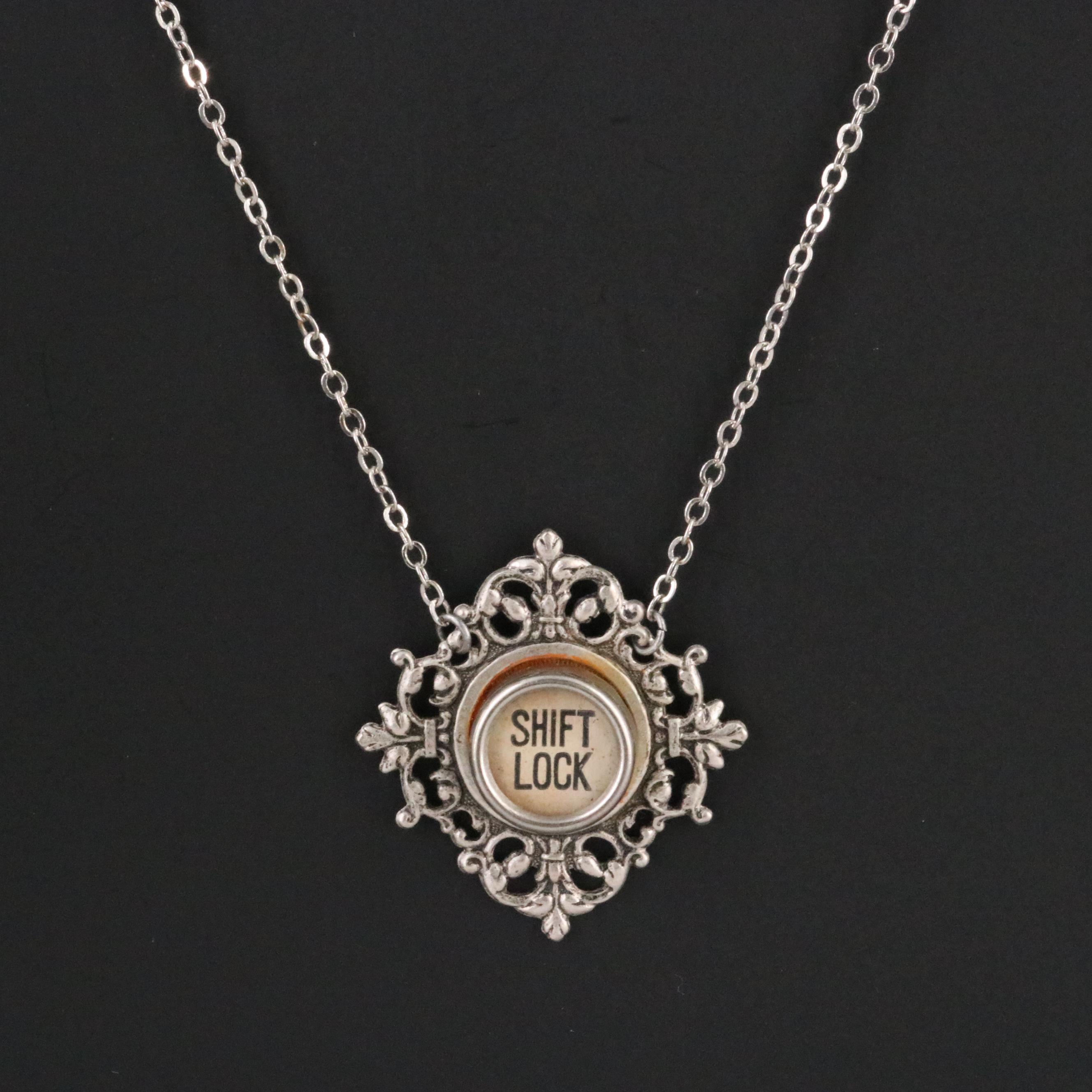 Antique "Shift Lock" Typewriter Button Necklace