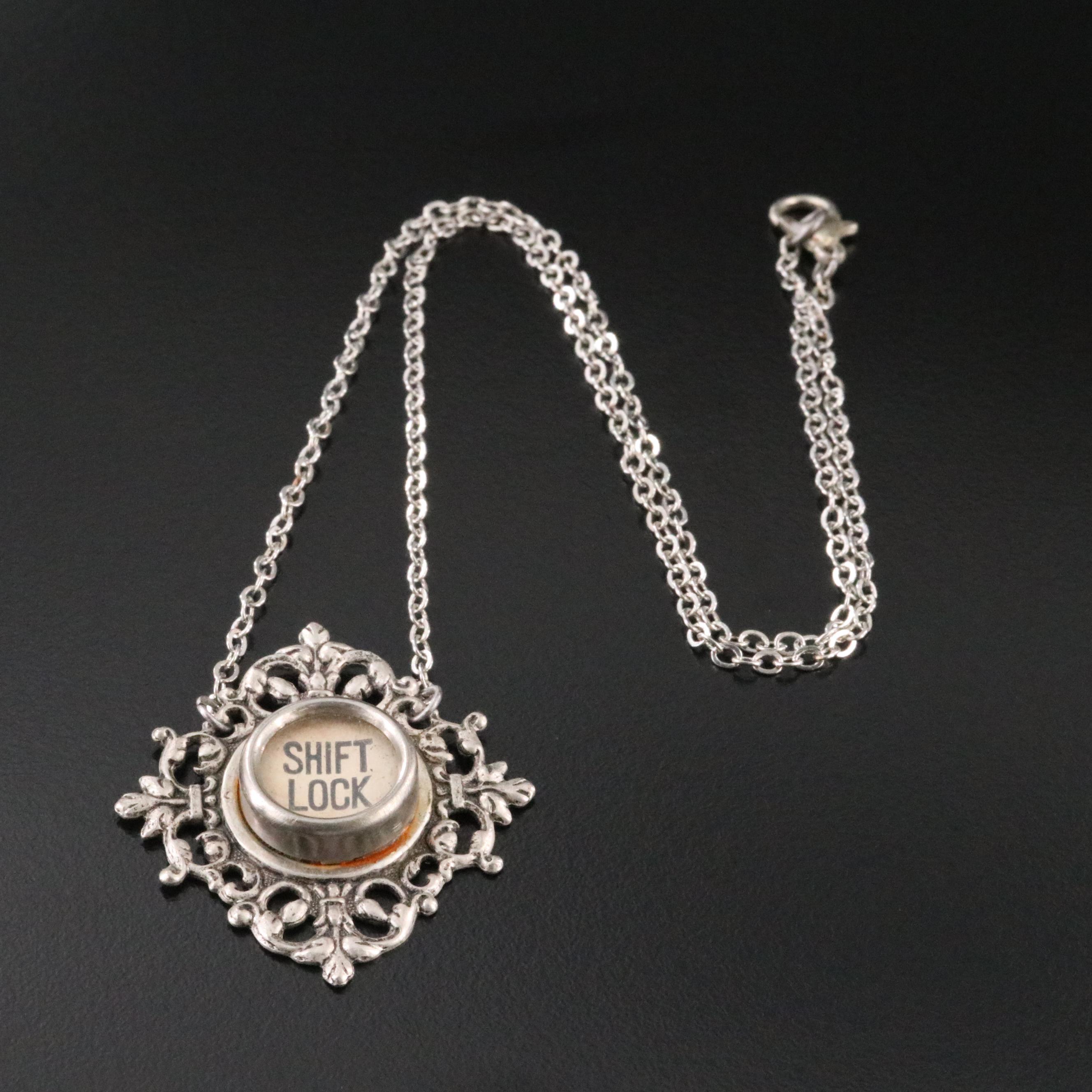 Antique "Shift Lock" Typewriter Button Necklace