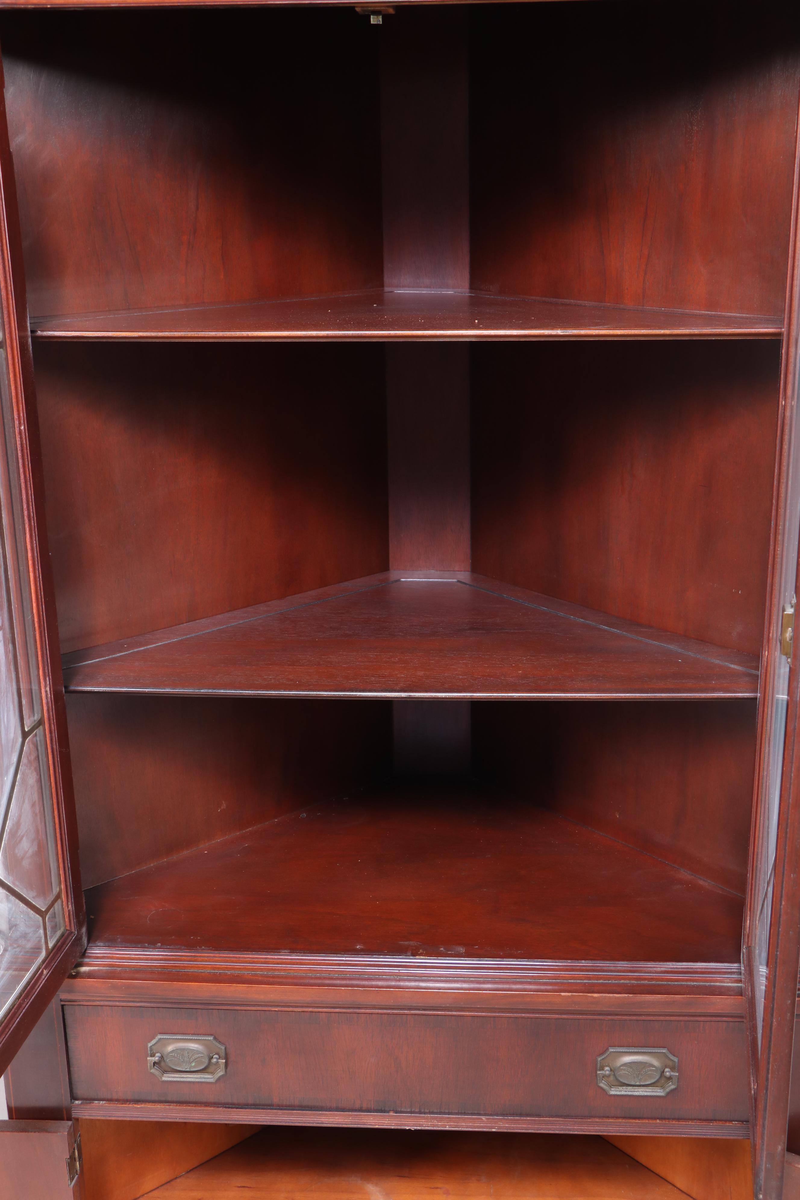 Drexel Federal Style Mahogany and Line-Inlaid Corner Cabinet