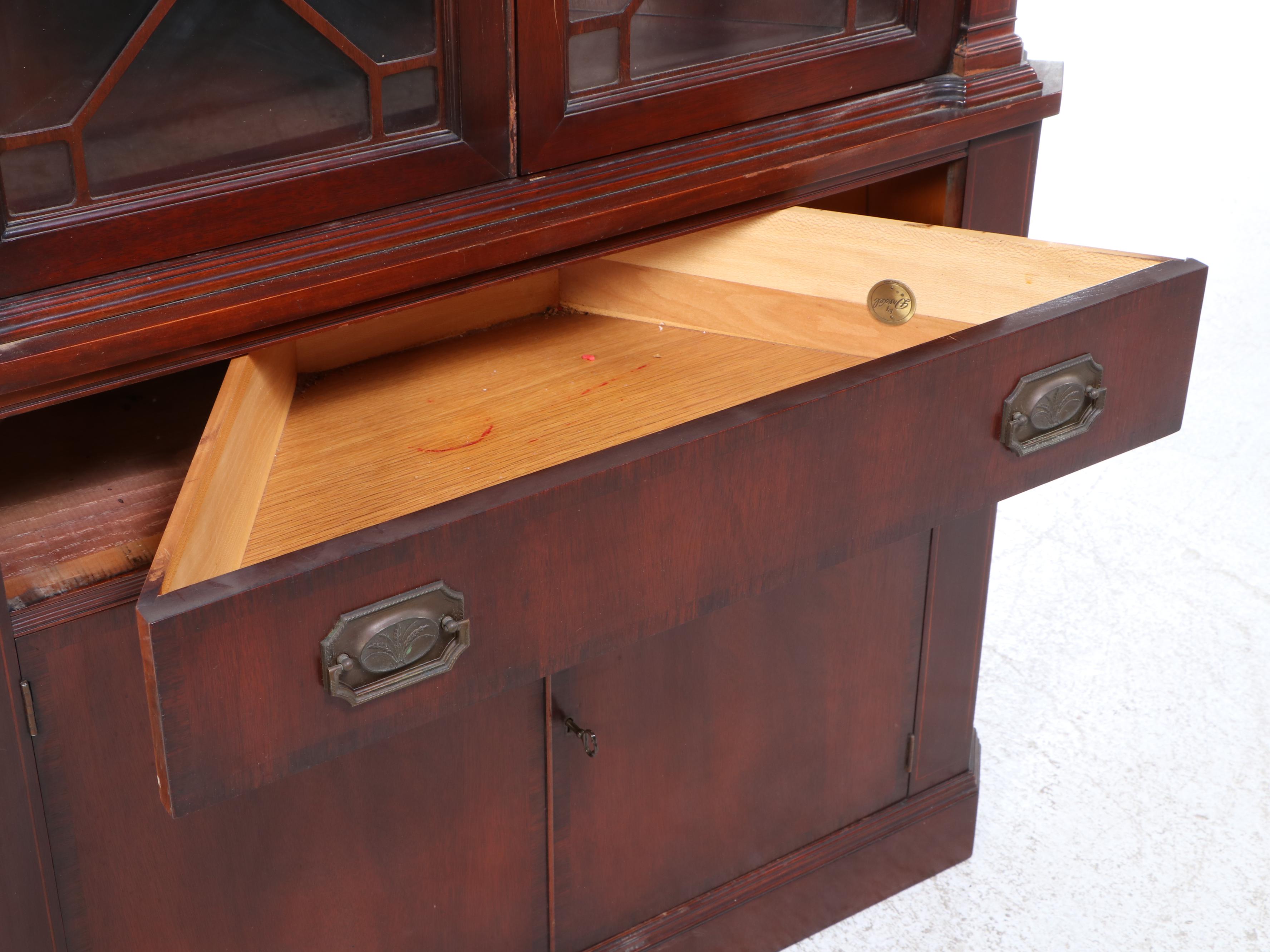 Drexel Federal Style Mahogany and Line-Inlaid Corner Cabinet