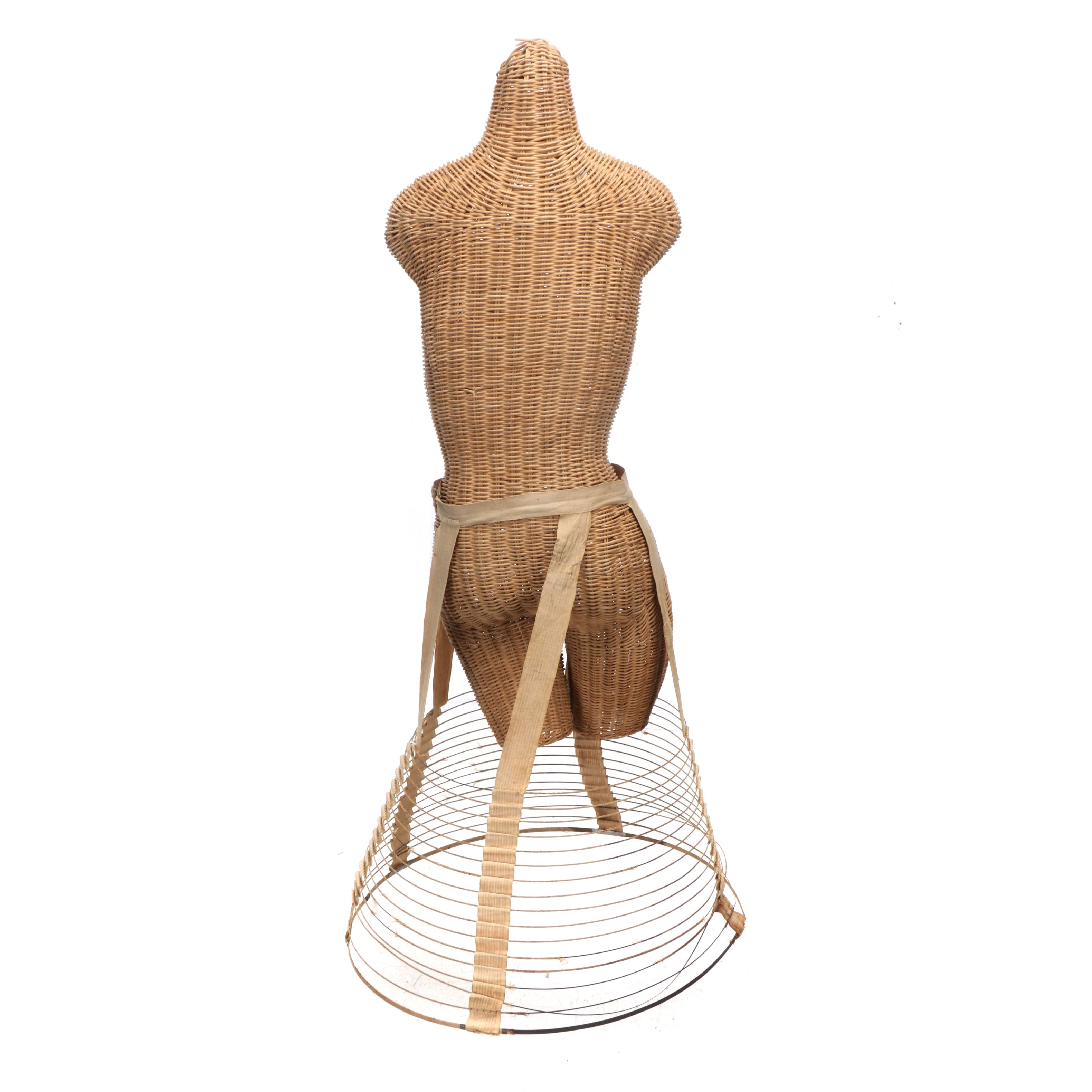 Rattan Wicker Dress Form with Crinoline