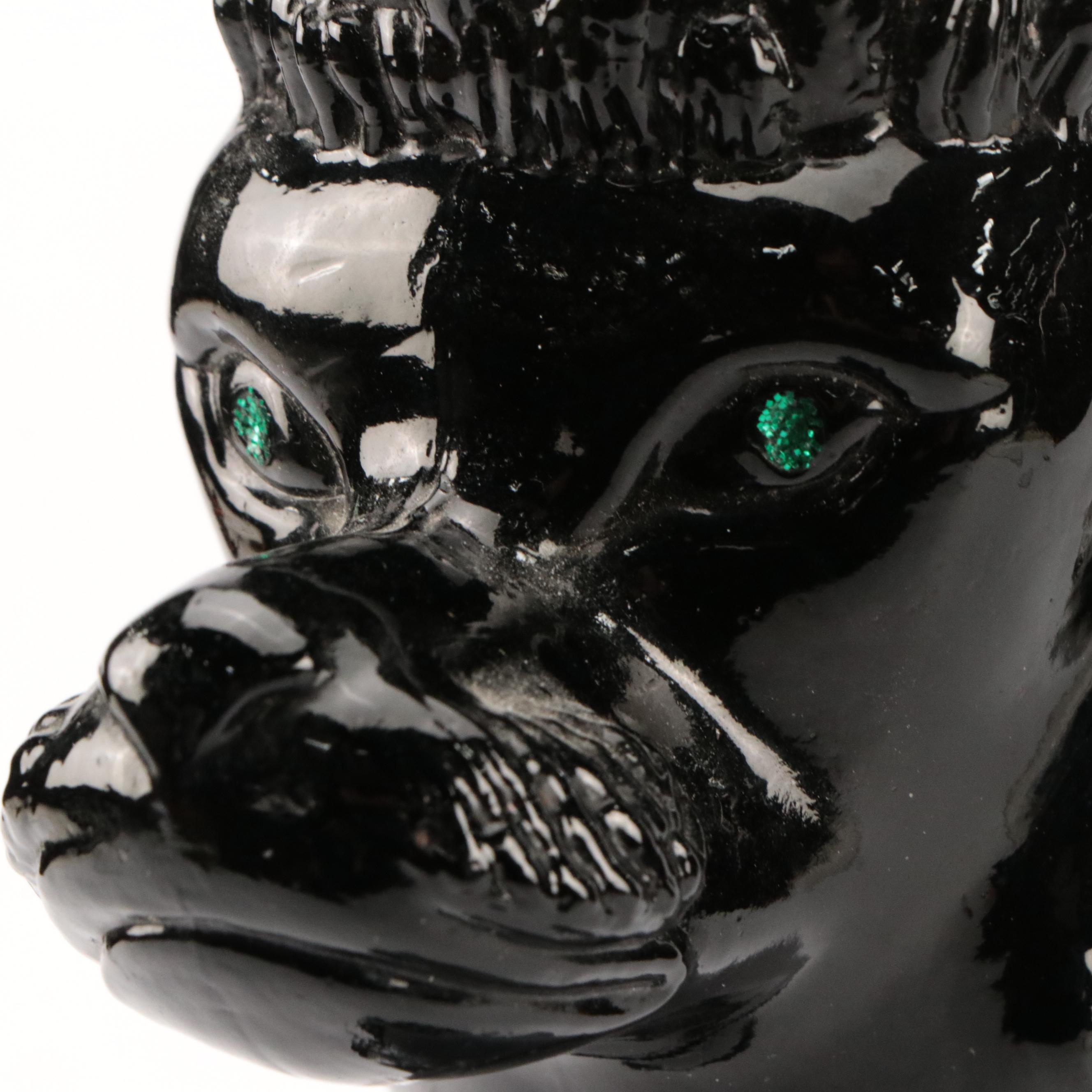 Mid Century Modern Style Black Glass Poodle Decanter