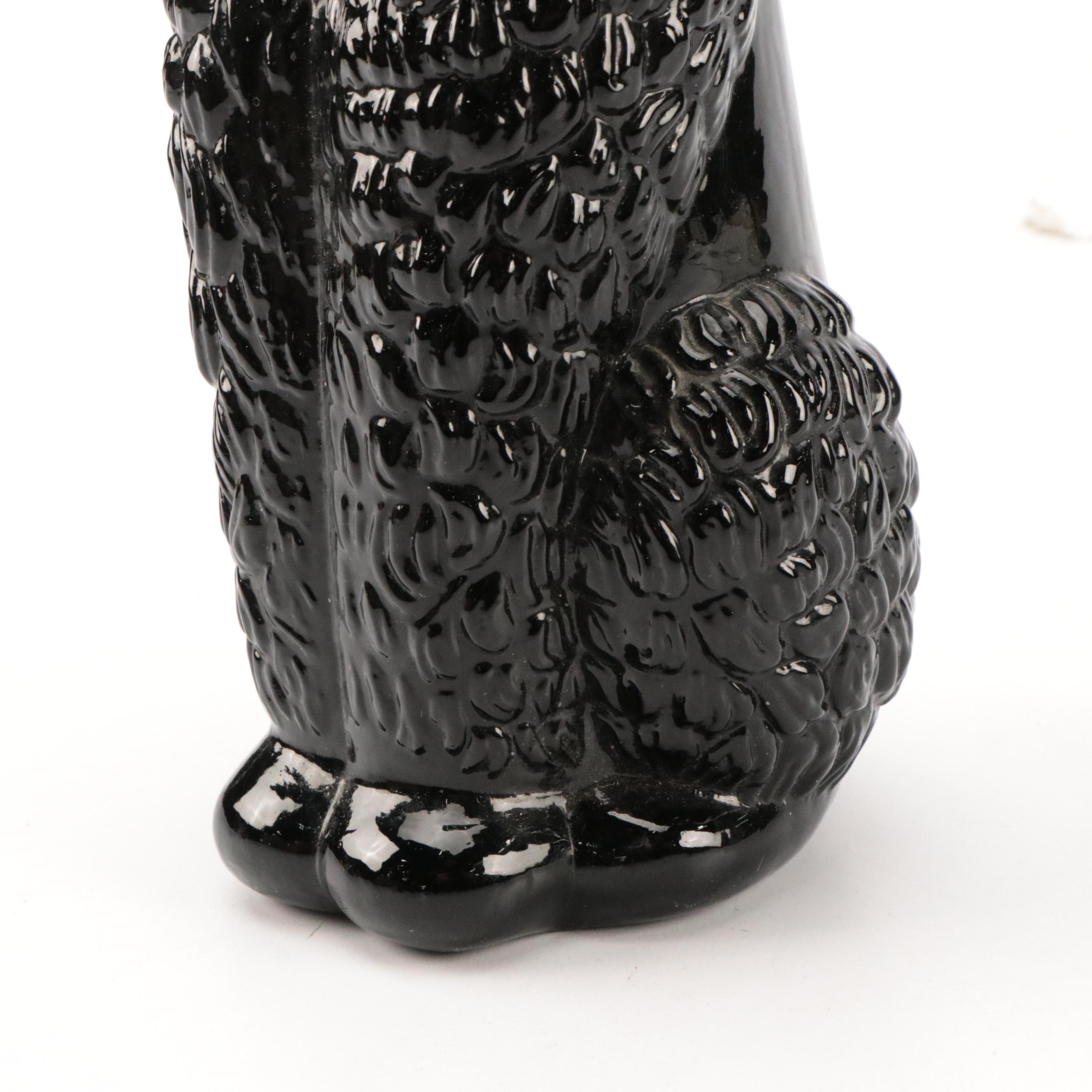 Mid Century Modern Style Black Glass Poodle Decanter