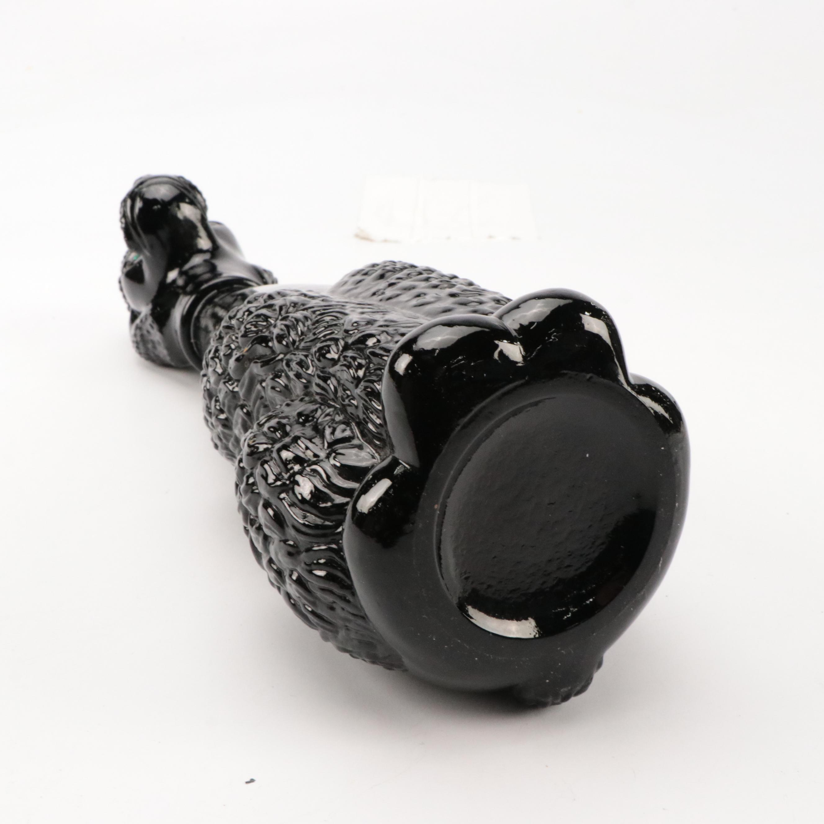 Mid Century Modern Style Black Glass Poodle Decanter