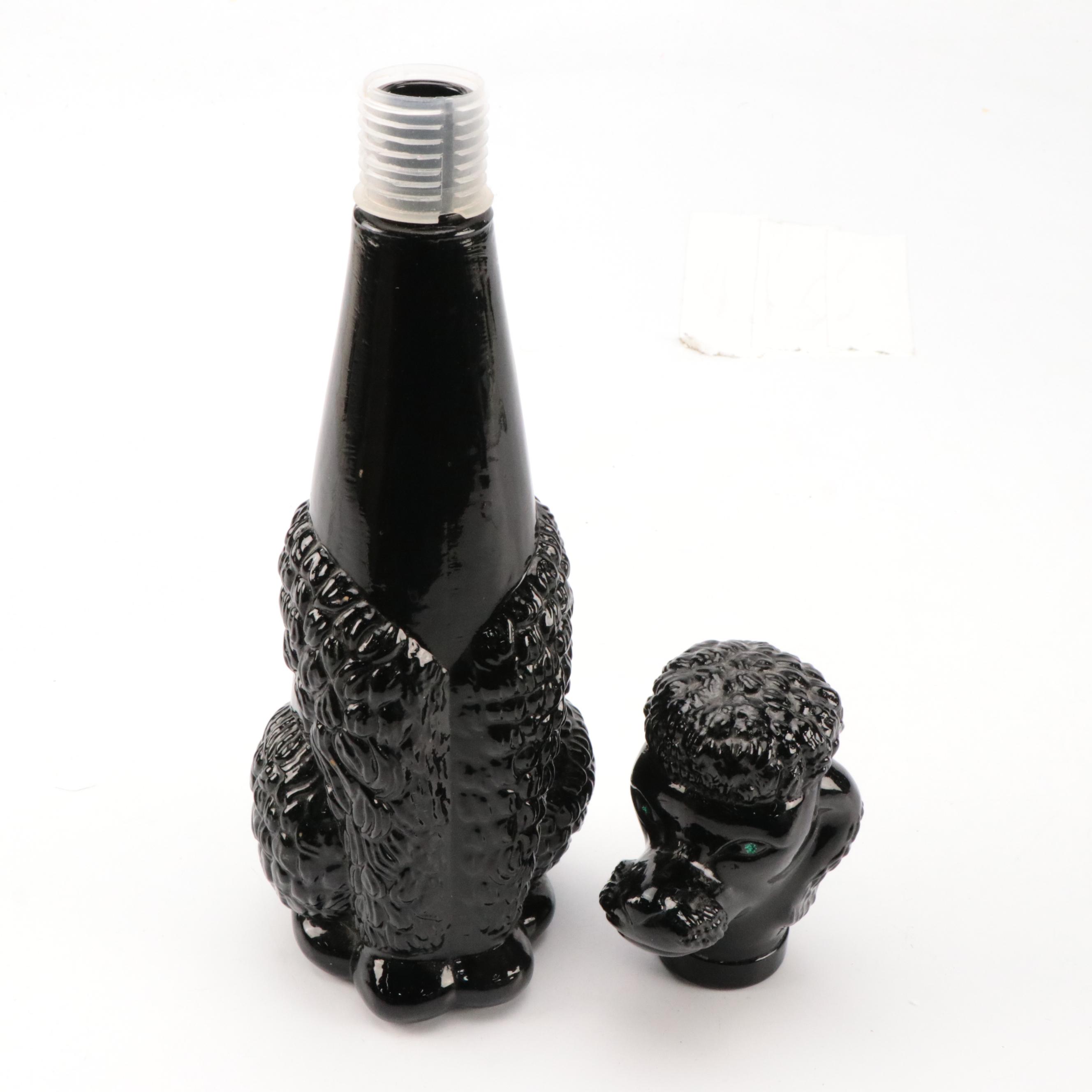 Mid Century Modern Style Black Glass Poodle Decanter