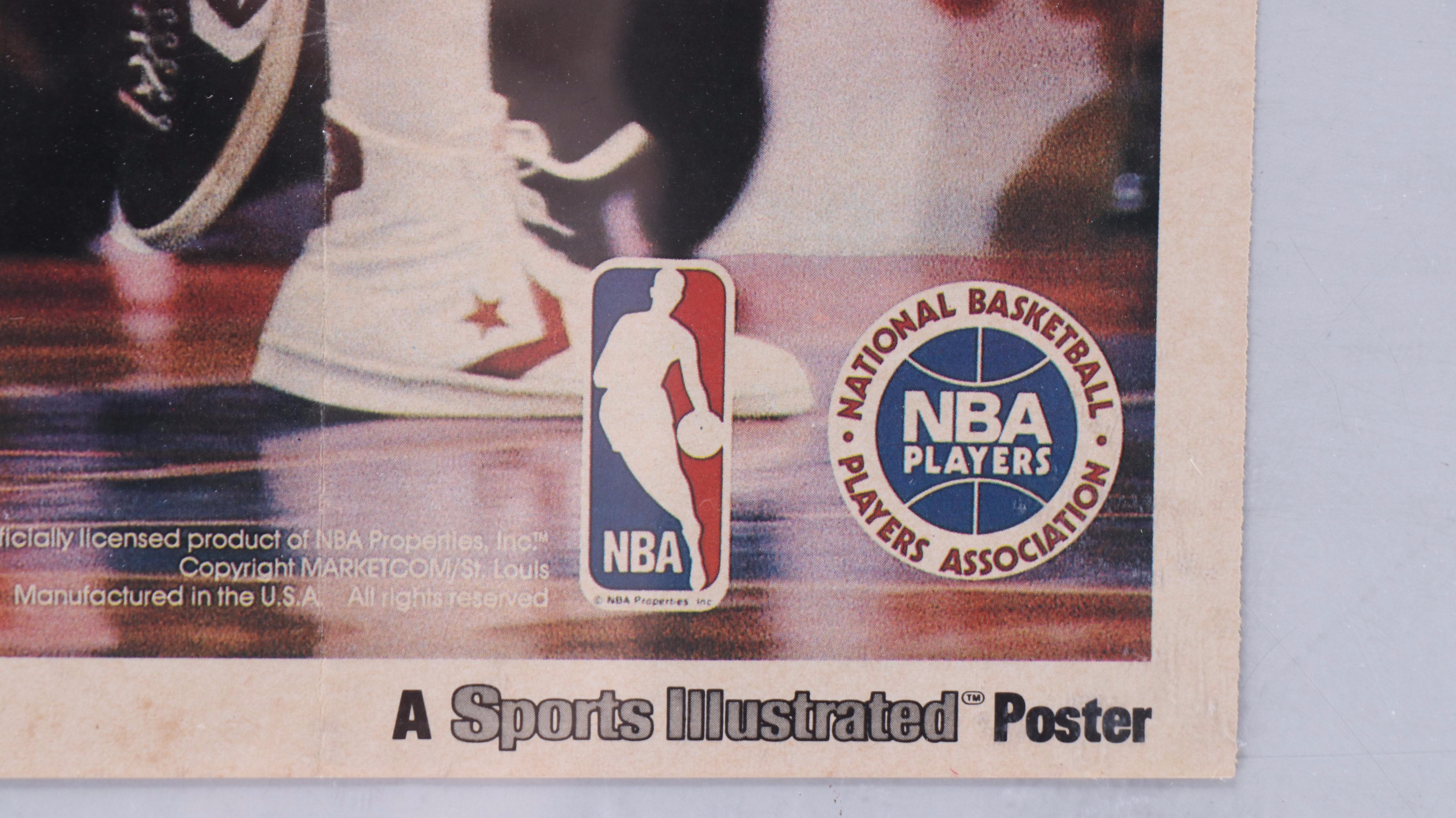 Michael Jordan and Larry Bird Posters with Sealed 1990 NBA Hoops Wax Packs