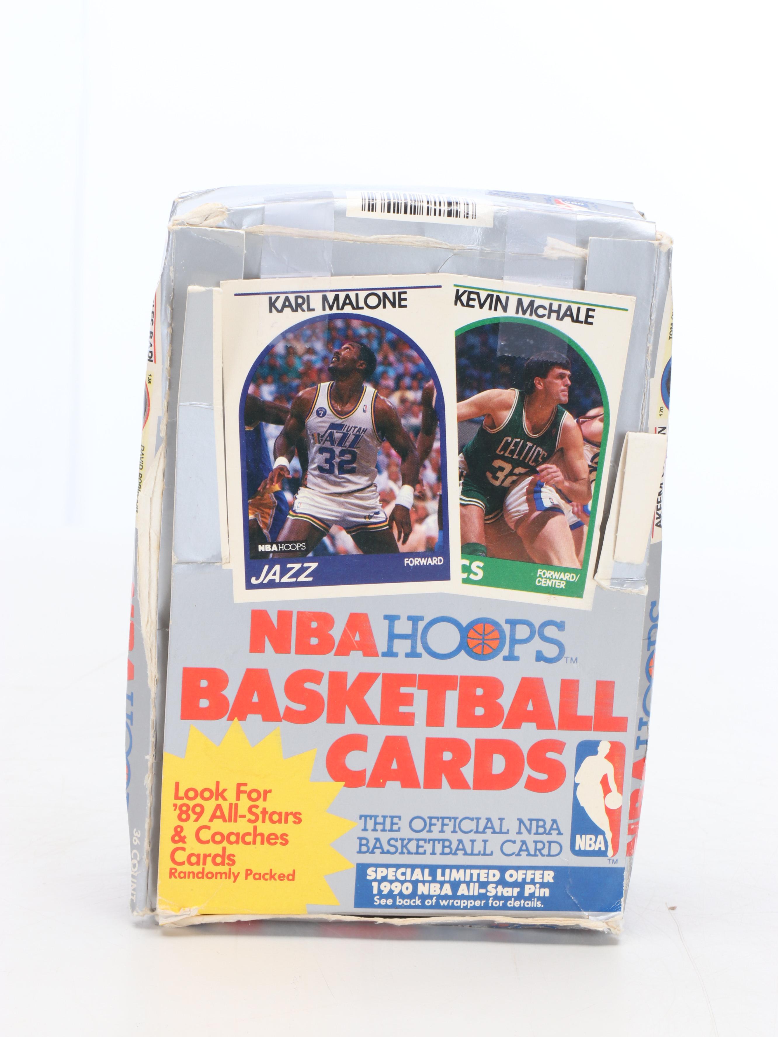 Michael Jordan and Larry Bird Posters with Sealed 1990 NBA Hoops Wax Packs