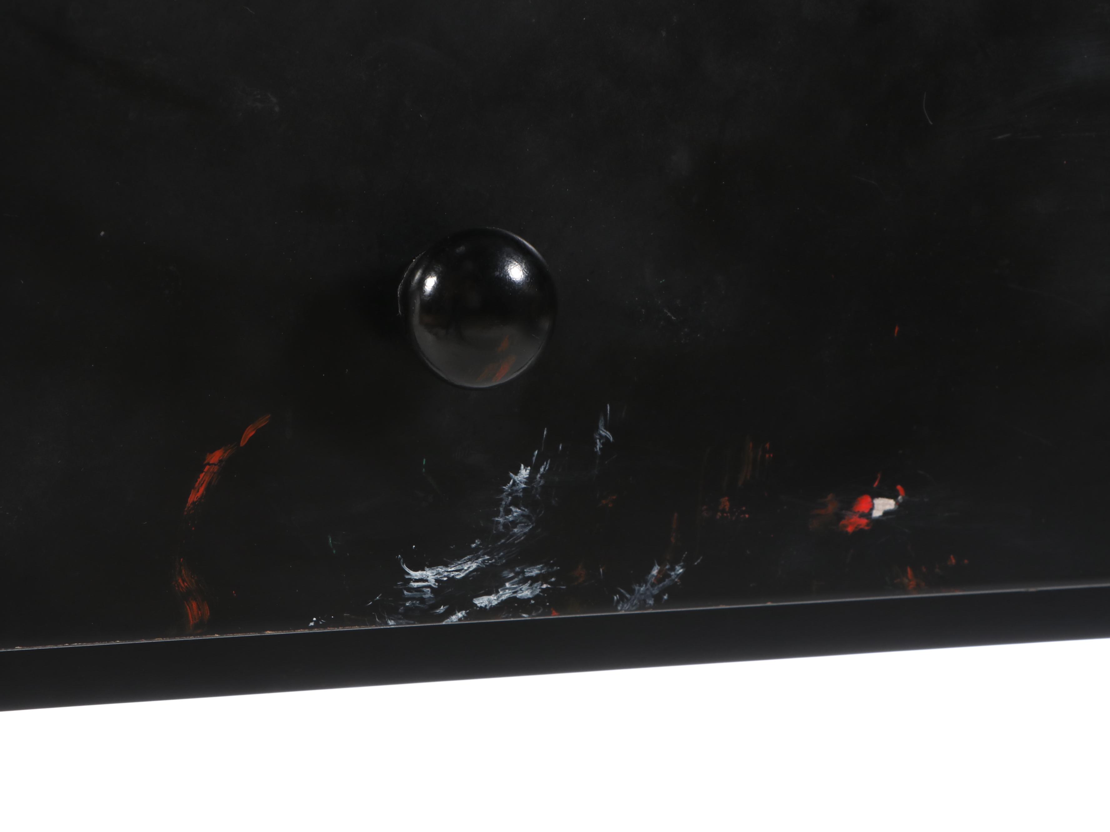 Colonial Style Ebonized Wood Single-Drawer Desk with Windsor Style Desk Chair