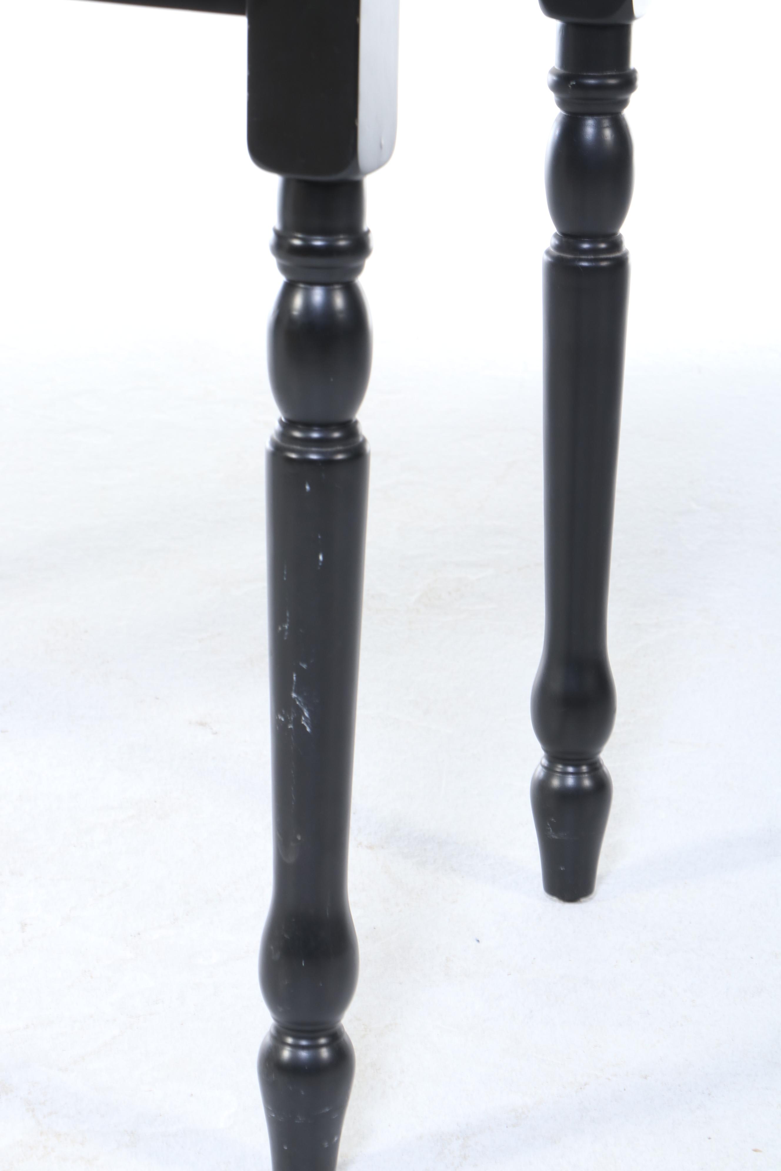 Colonial Style Ebonized Wood Single-Drawer Desk with Windsor Style Desk Chair