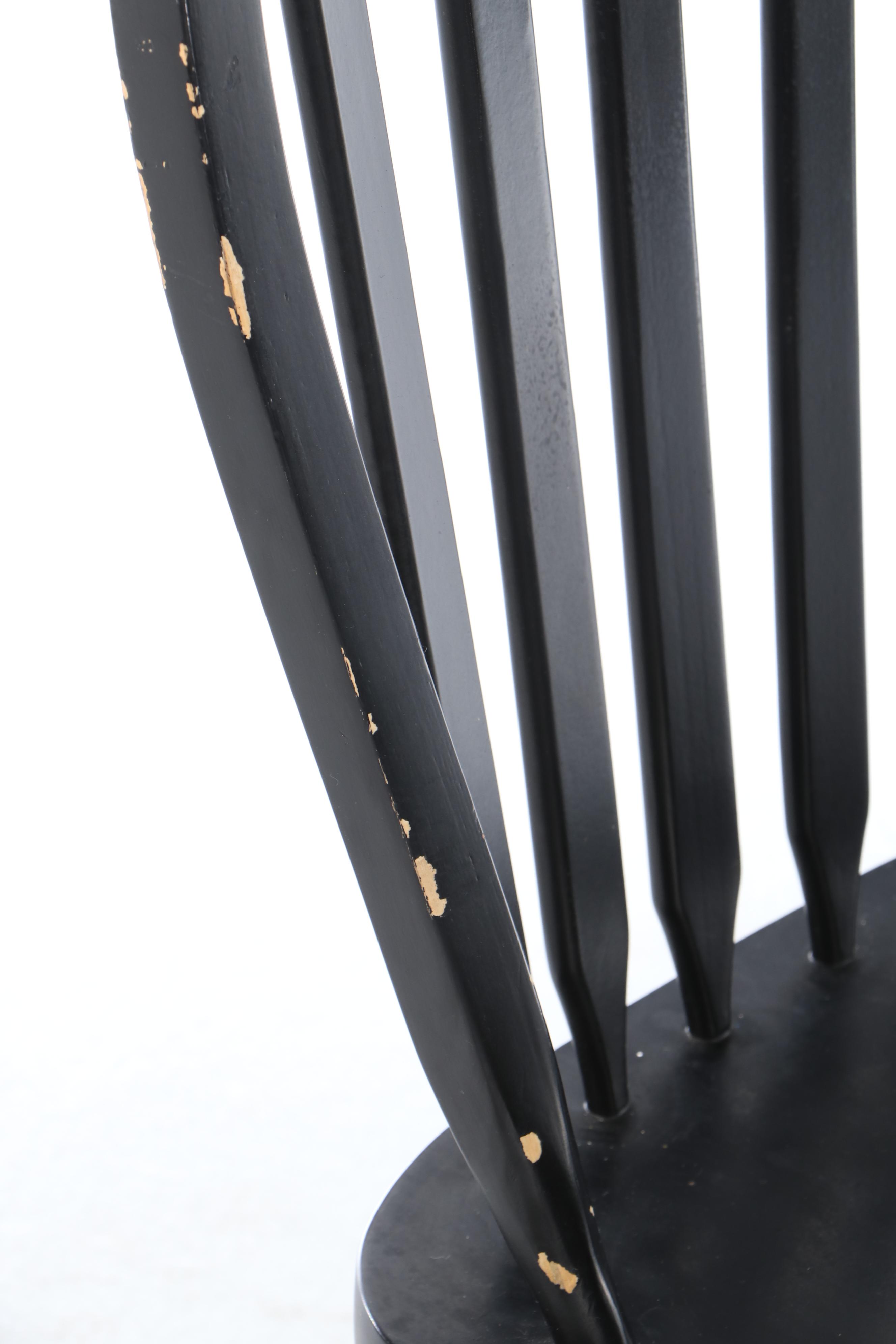 Colonial Style Ebonized Wood Single-Drawer Desk with Windsor Style Desk Chair