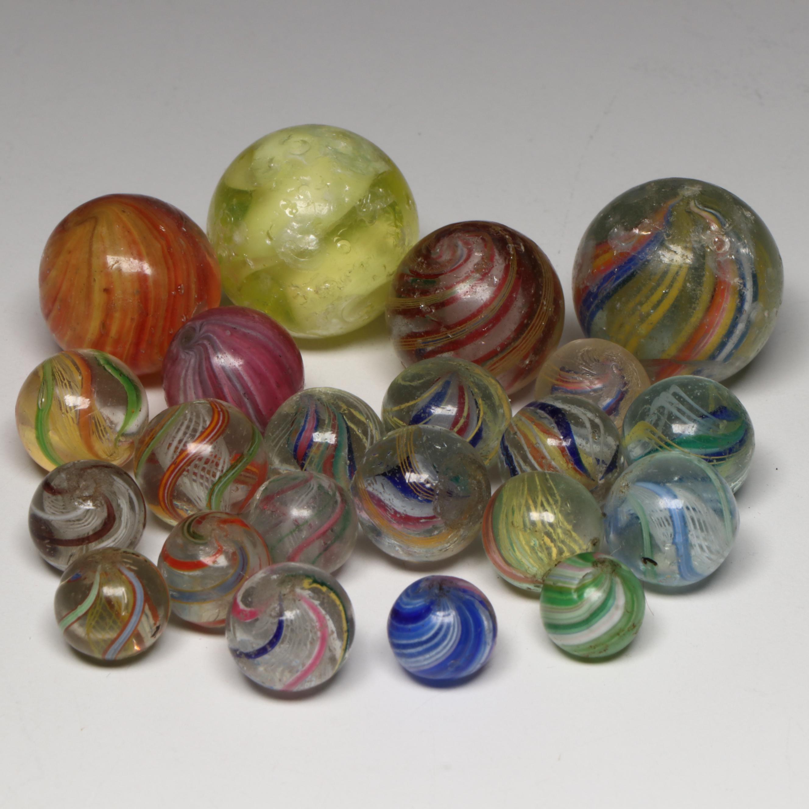 Onionskin, Latticino Core, Ribbon Core and More Handmade German Glass Marbles