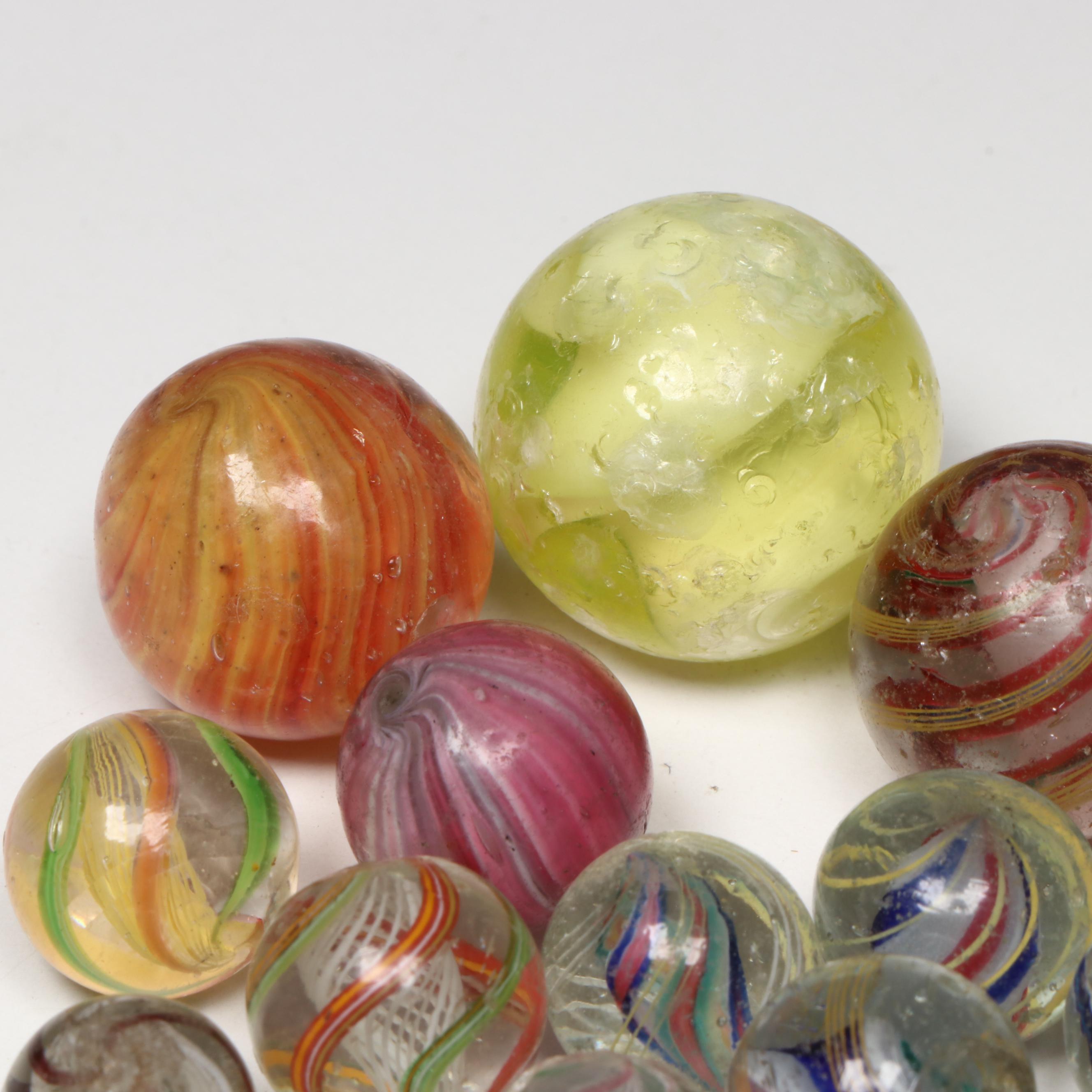 Onionskin, Latticino Core, Ribbon Core and More Handmade German Glass Marbles