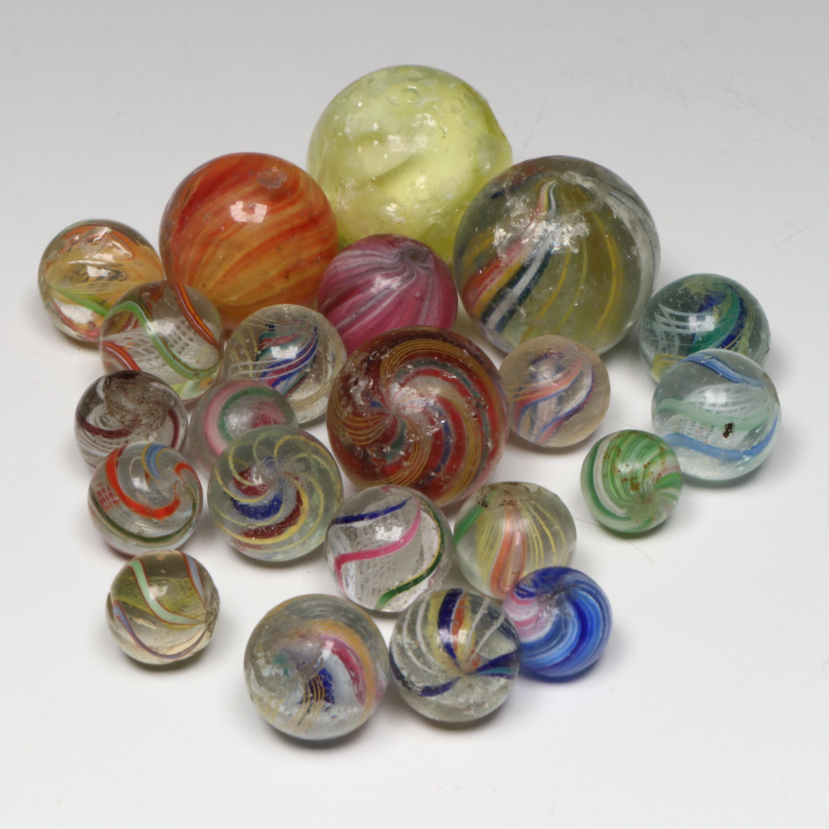 Onionskin, Latticino Core, Ribbon Core and More Handmade German Glass Marbles